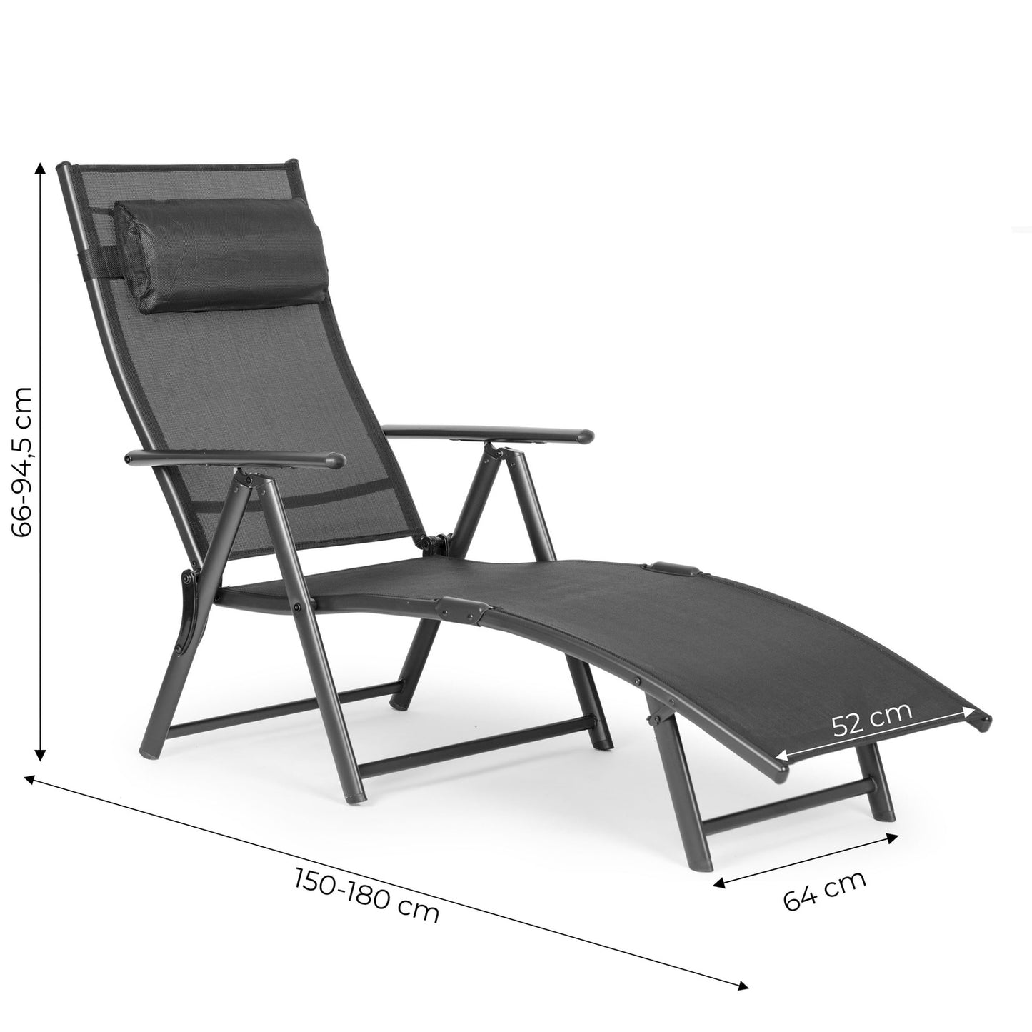 Foldable beach garden lounger, adjustable backrest, steel frame, gray, MultiGarden