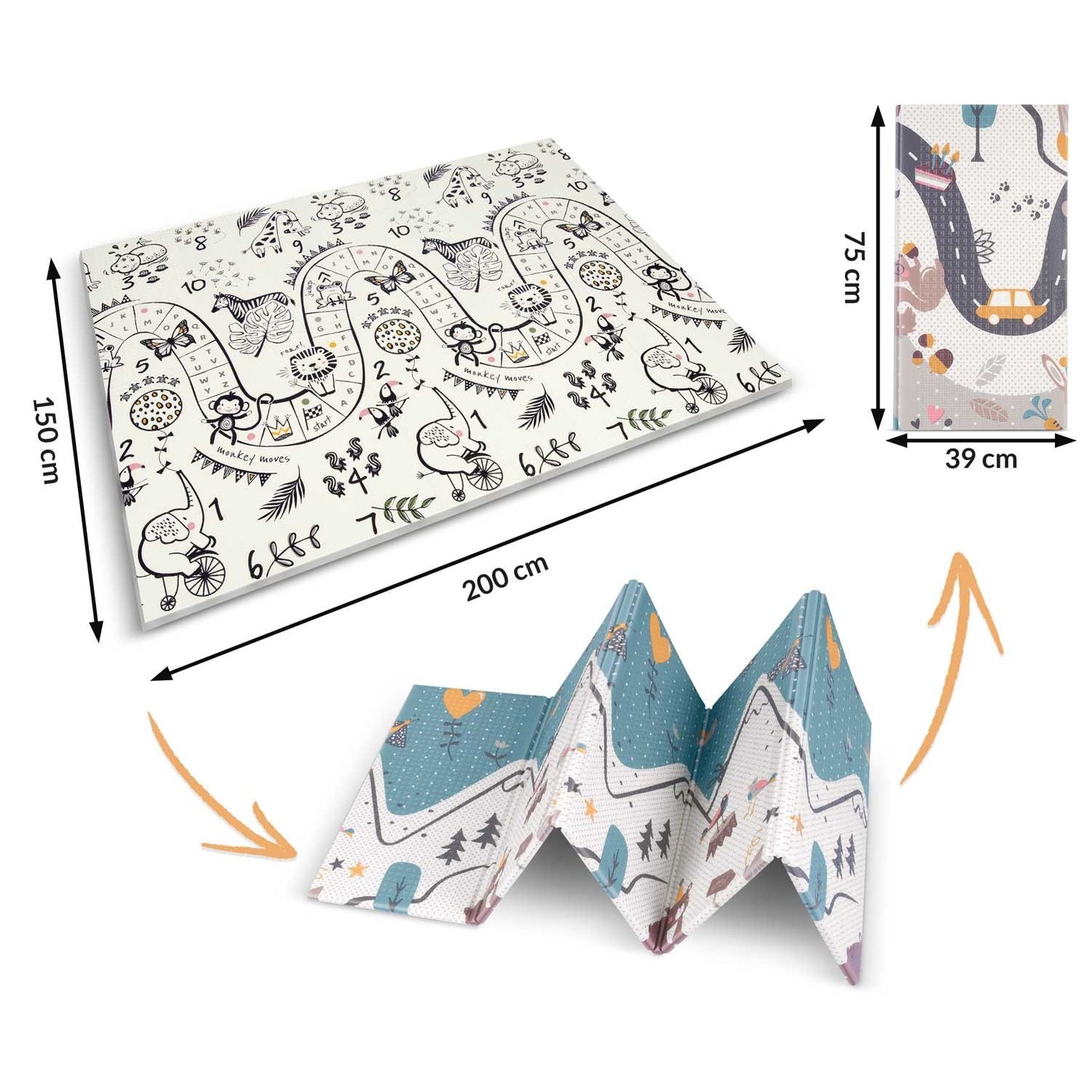 Foldable foam mat 200 x 150 x 1 cm Nukido NK-341