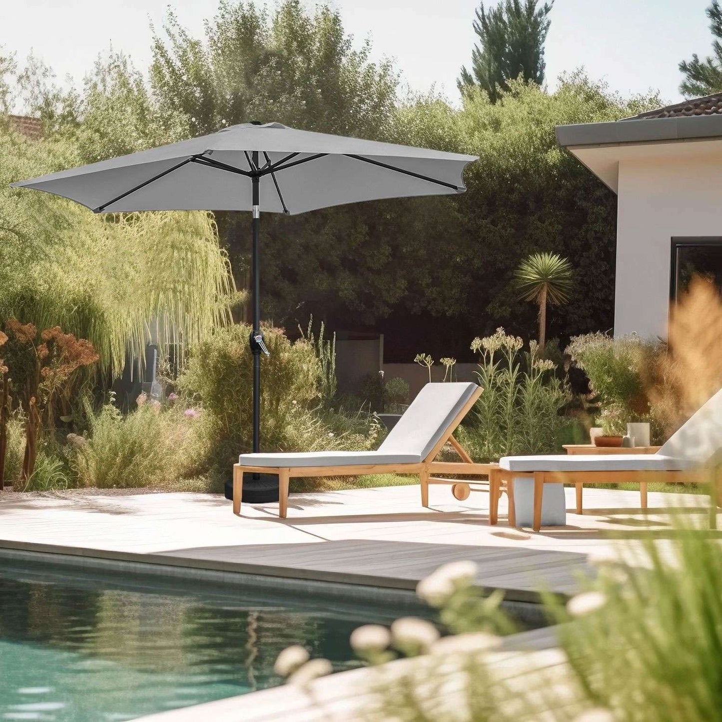 Foldable garden balcony umbrella, adjustable, 210 cm, gray