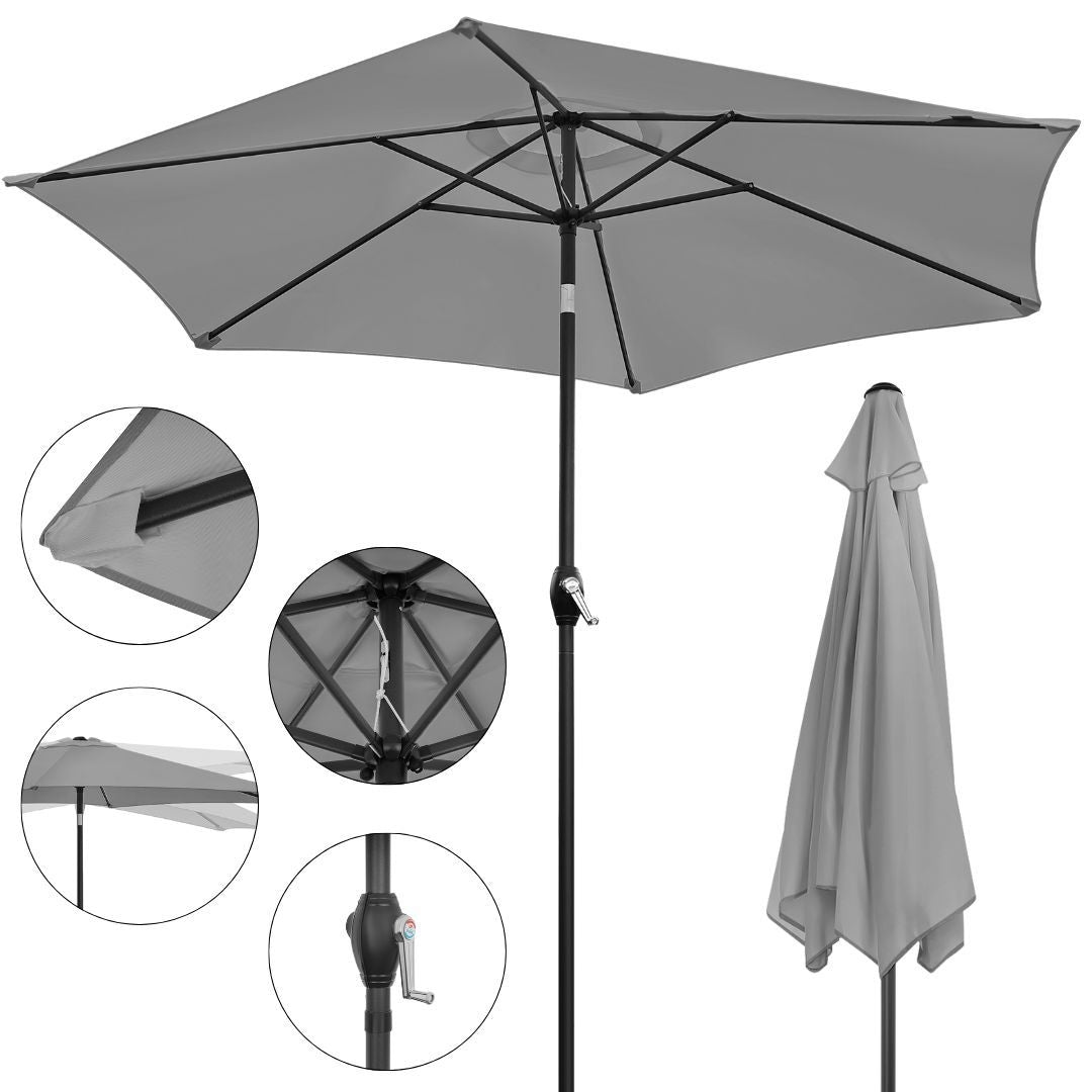 Foldable garden balcony umbrella, adjustable, 210 cm, gray