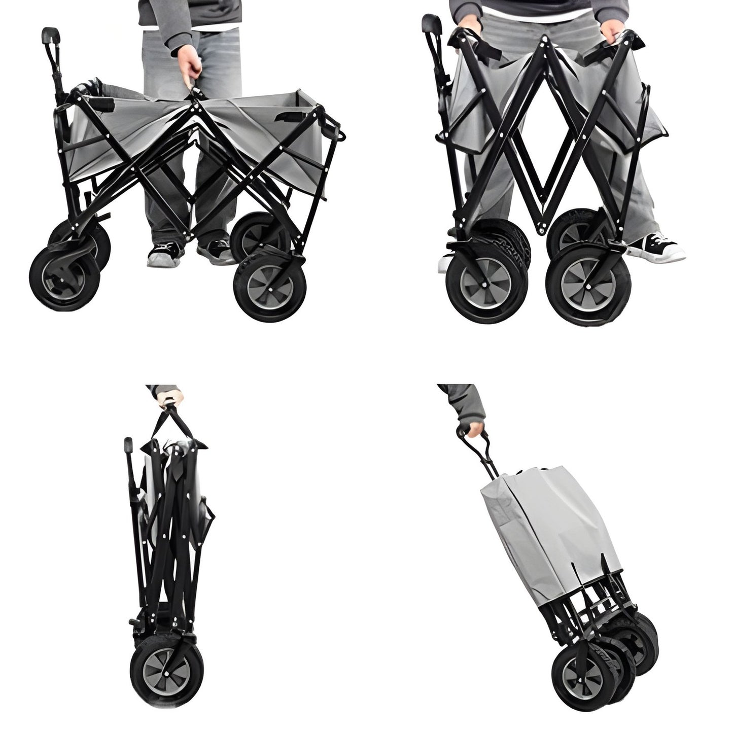 Foldable transport trolley, large garden beach trolley, orange, 47x105 cm, MultiGarden