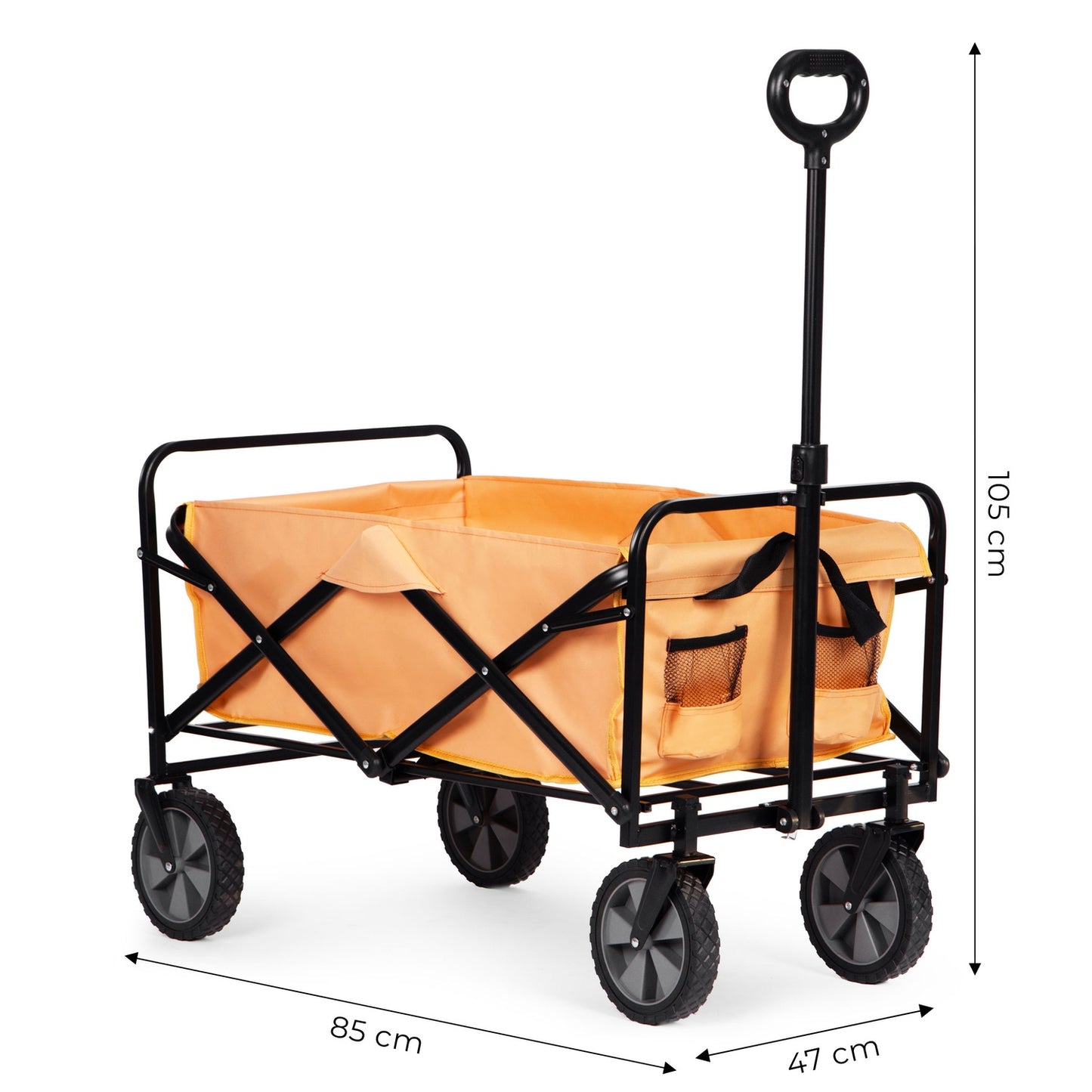 Foldable transport trolley, large garden beach trolley, orange, 47x105 cm, MultiGarden