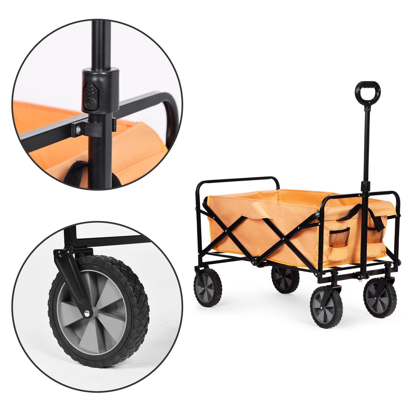 Foldable transport trolley, large garden beach trolley, orange, 47x105 cm, MultiGarden