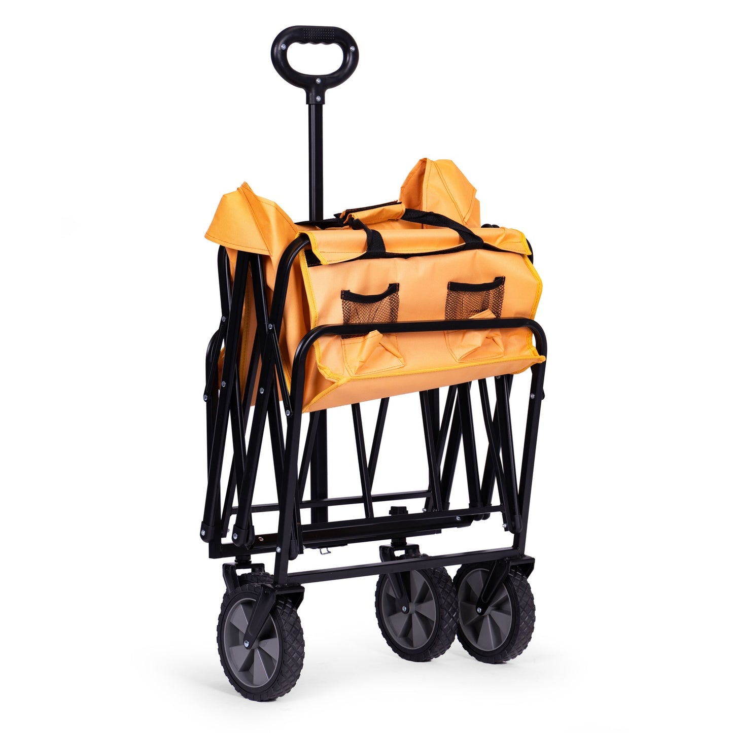 Foldable transport trolley, large garden beach trolley, orange, 47x105 cm, MultiGarden