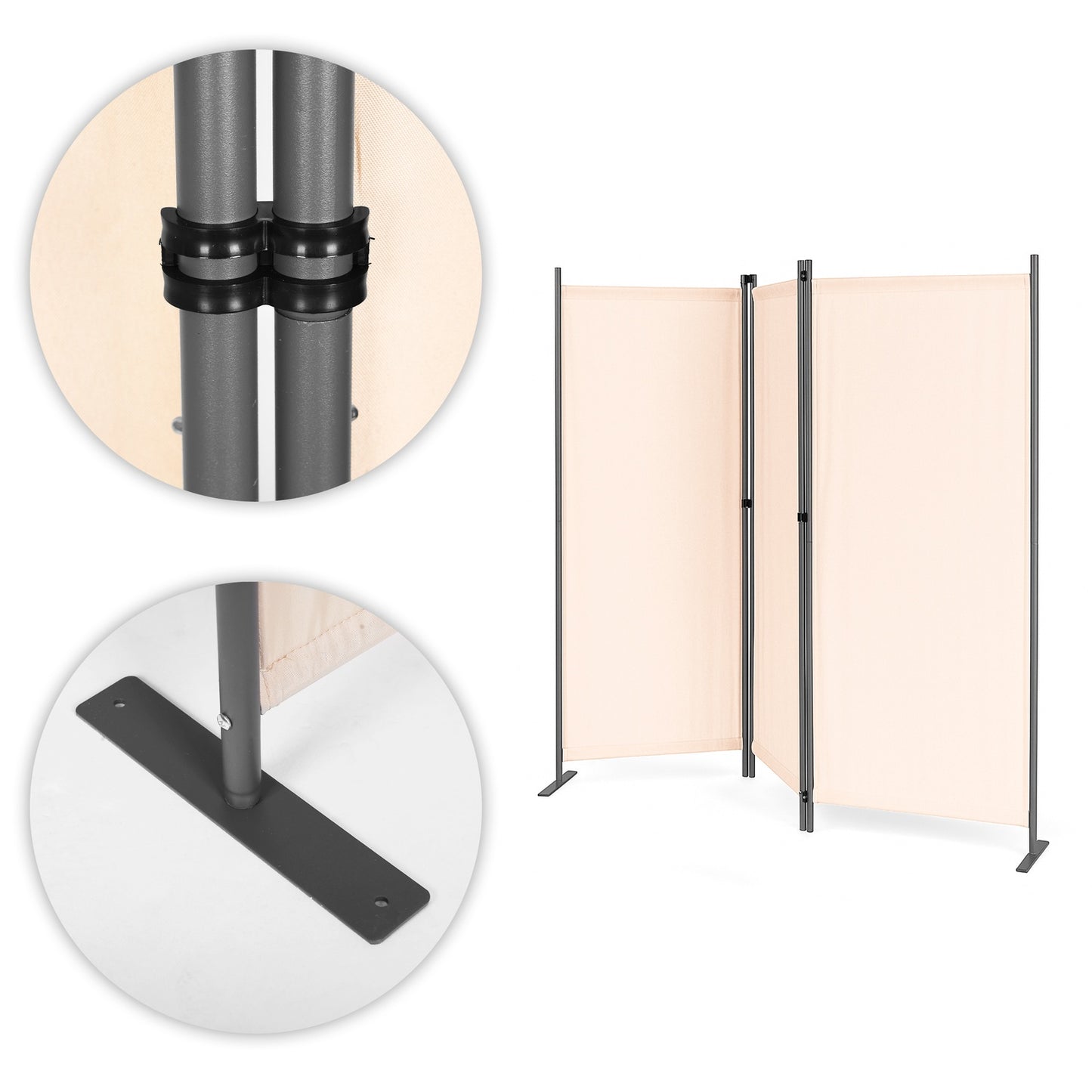 Folding 3-Panel Garden and Room Divider 167x164 cm Beige MultiGarden