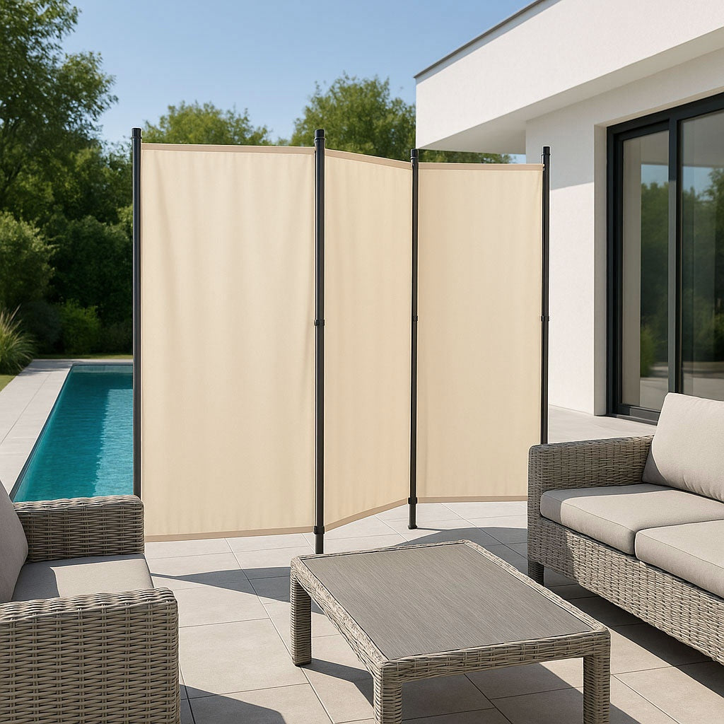 Folding 3-Panel Garden and Room Divider 167x164 cm Beige MultiGarden