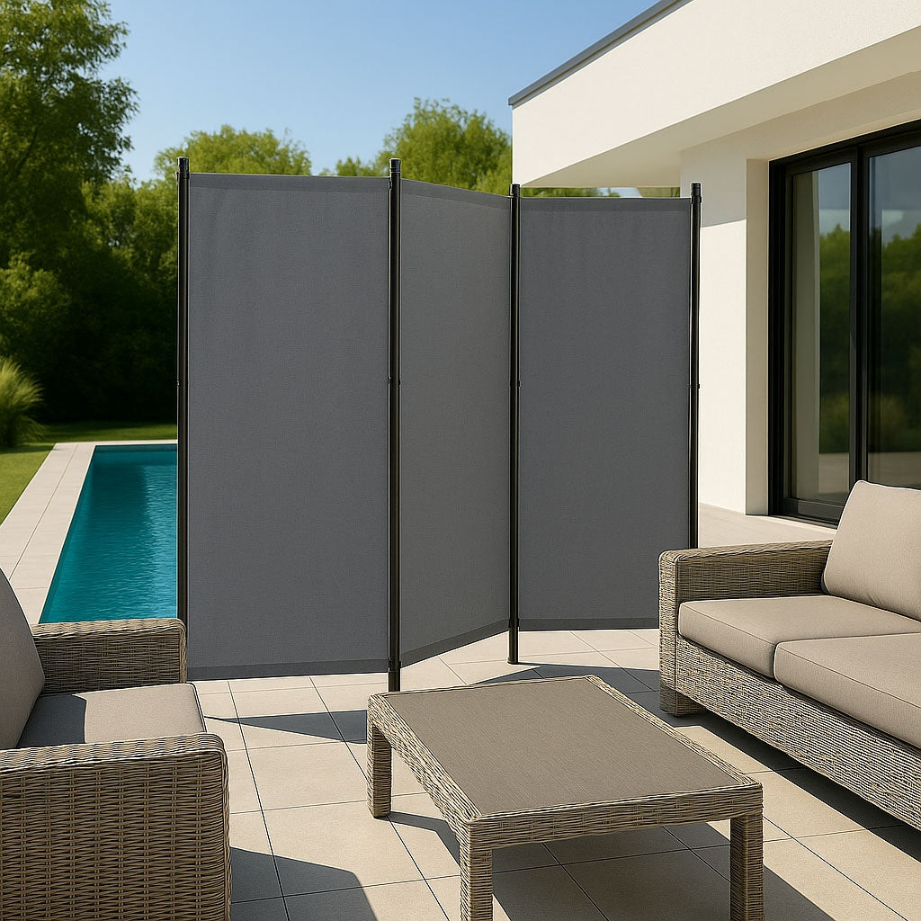 Folding 3-Panel Garden and Room Divider 167x164 cm Grey MultiGarden