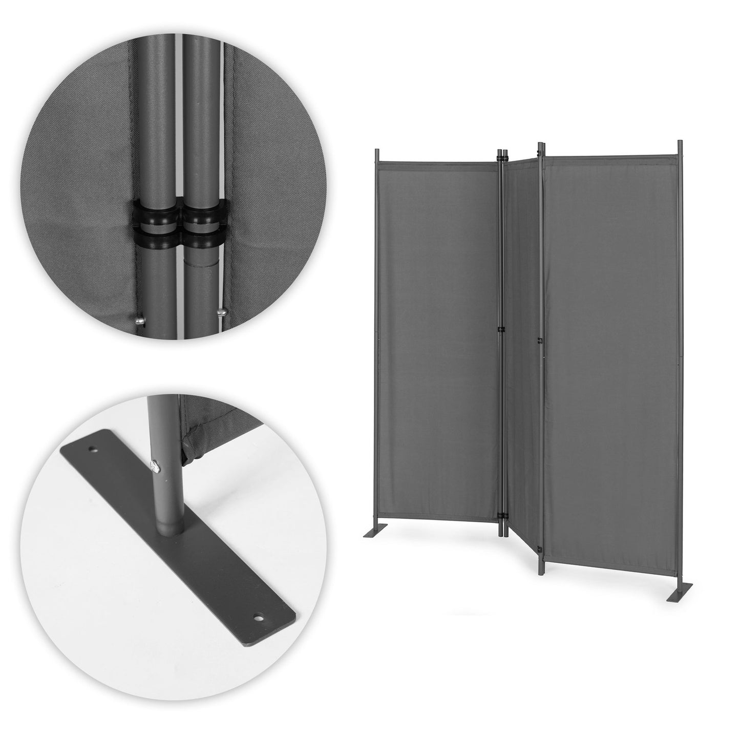 Folding 3-Panel Garden and Room Divider 167x164 cm Grey MultiGarden