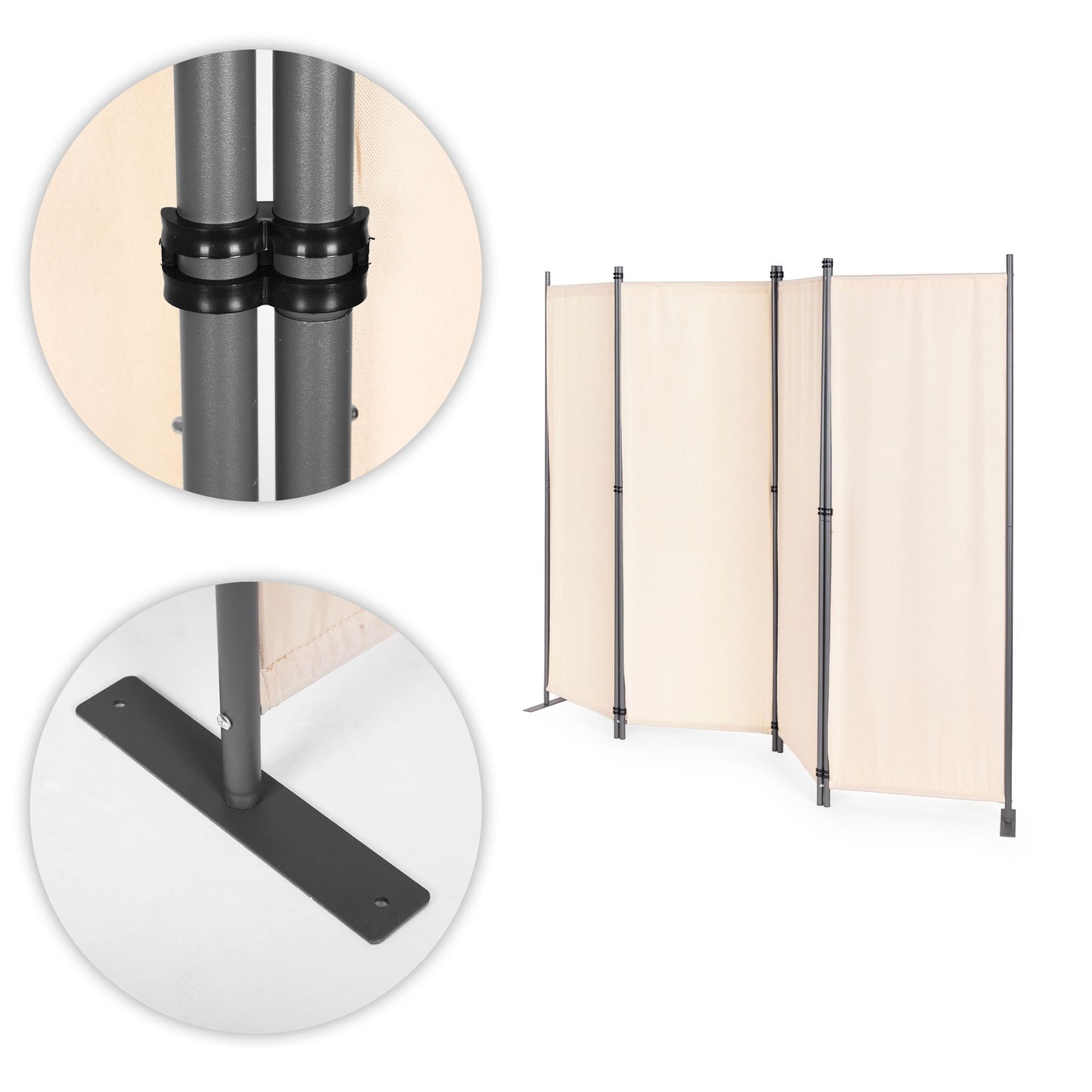 Folding 4-Panel Garden and Room Divider 167x216 cm Beige MultiGarden