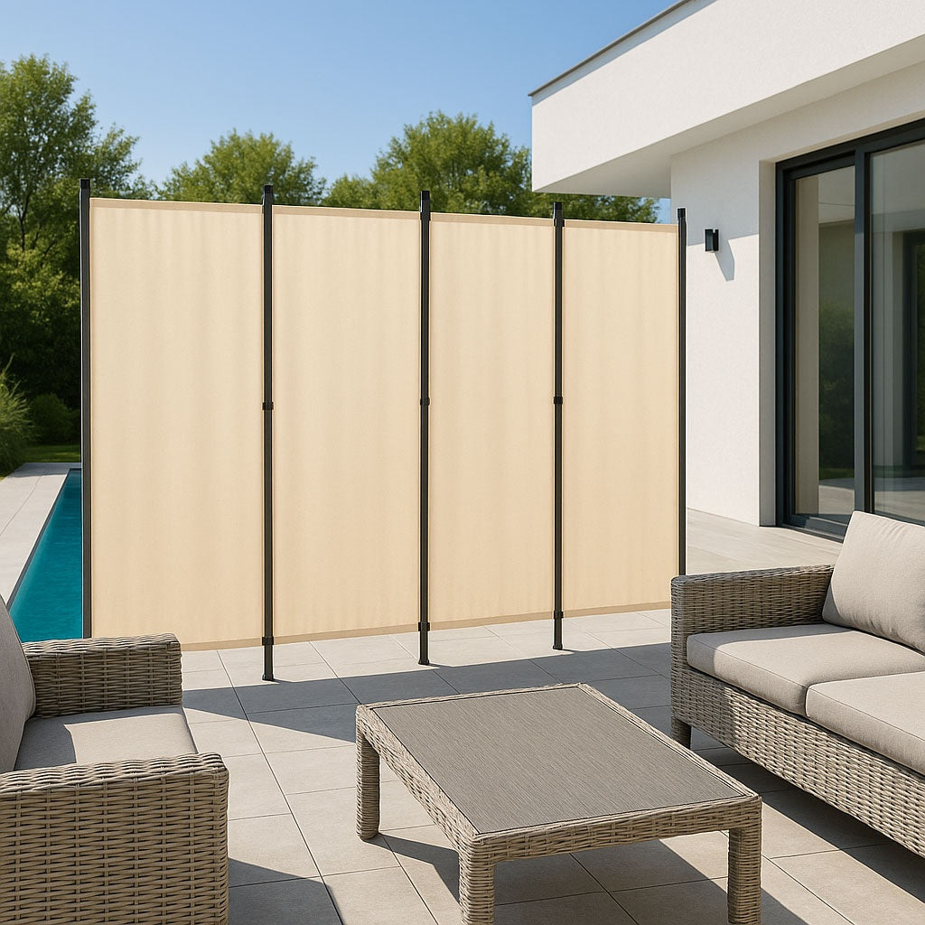 Folding 4-Panel Garden and Room Divider 167x216 cm Beige MultiGarden