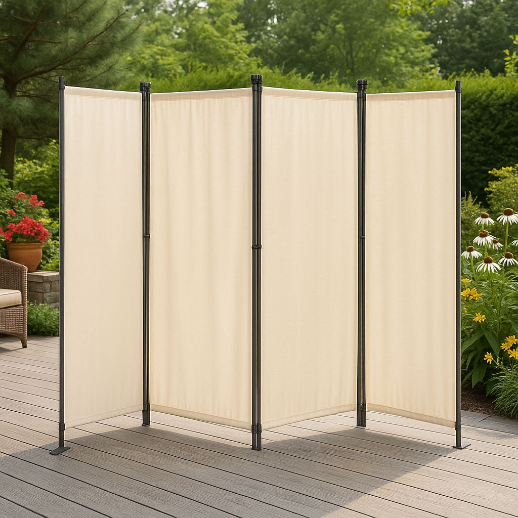 Folding 4-Panel Garden and Room Divider 167x216 cm Beige MultiGarden