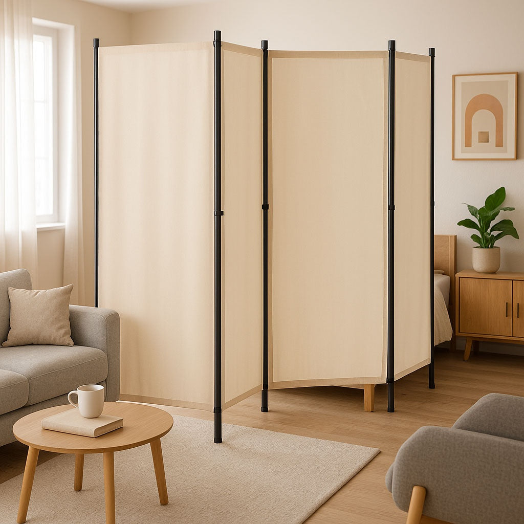 Folding 4-Panel Garden and Room Divider 167x216 cm Beige MultiGarden
