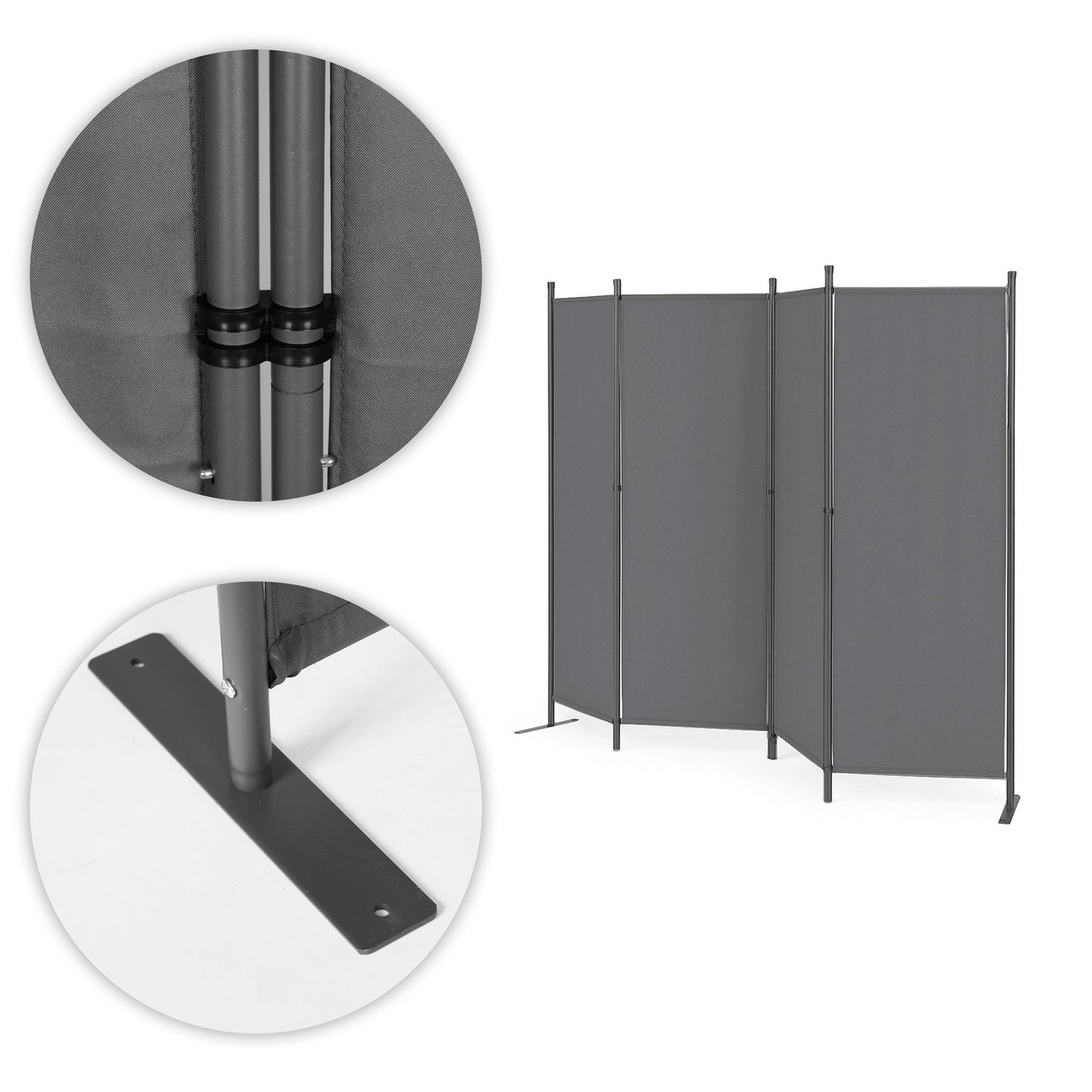 Folding 4-Panel Garden and Room Divider 167x216 cm Grey MultiGarden