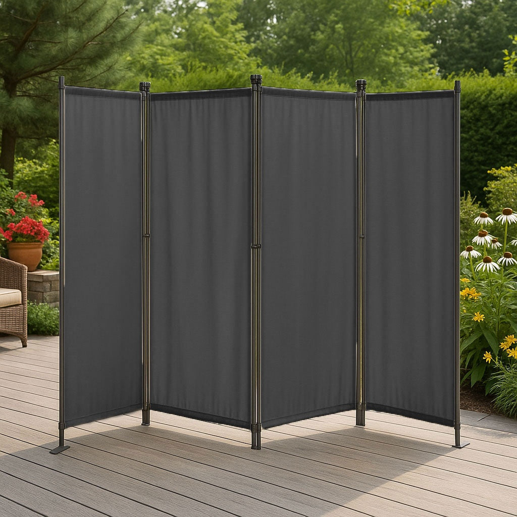 Folding 4-Panel Garden and Room Divider 167x216 cm Grey MultiGarden