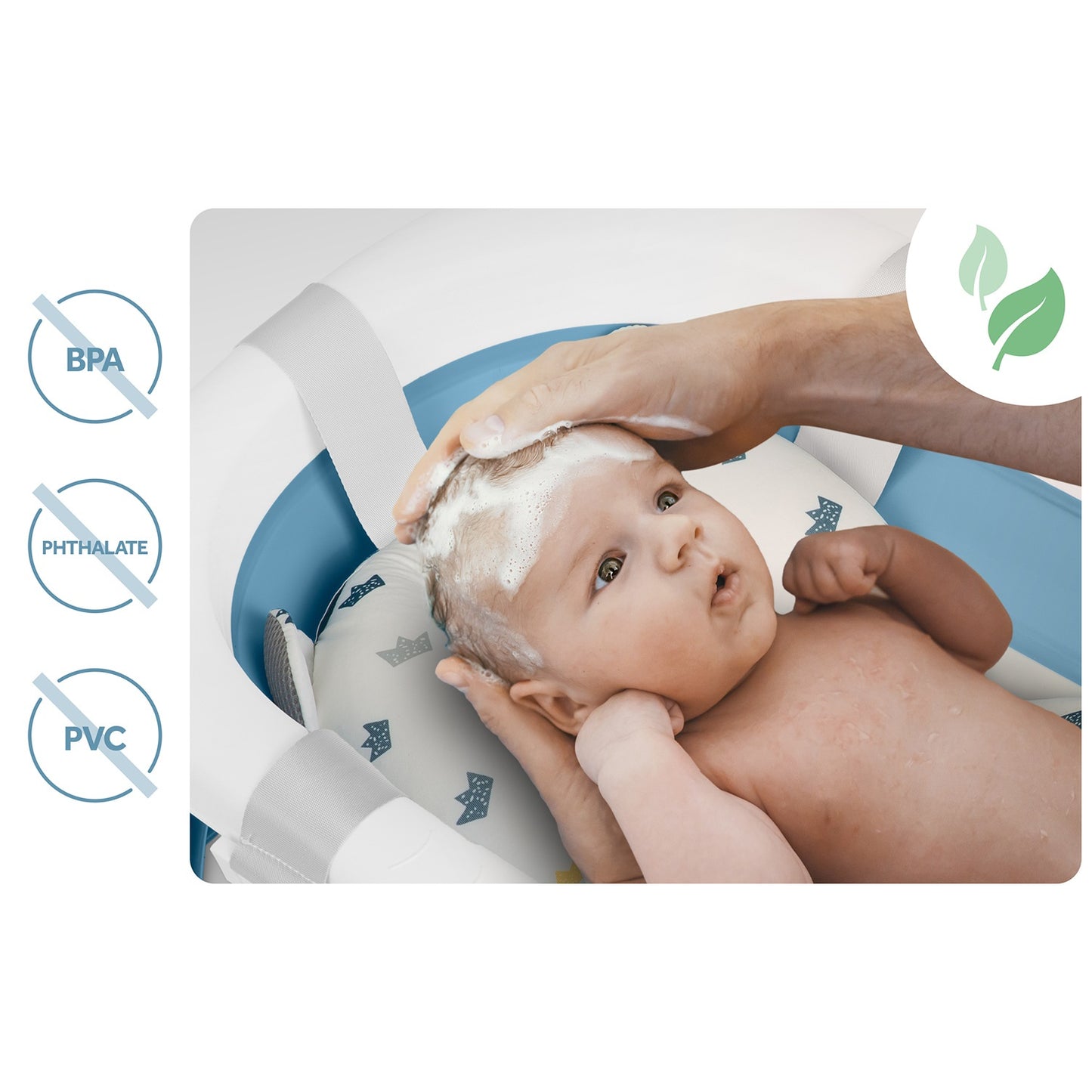 Folding Baby Bathtub with Stand, Thermometer, Insert