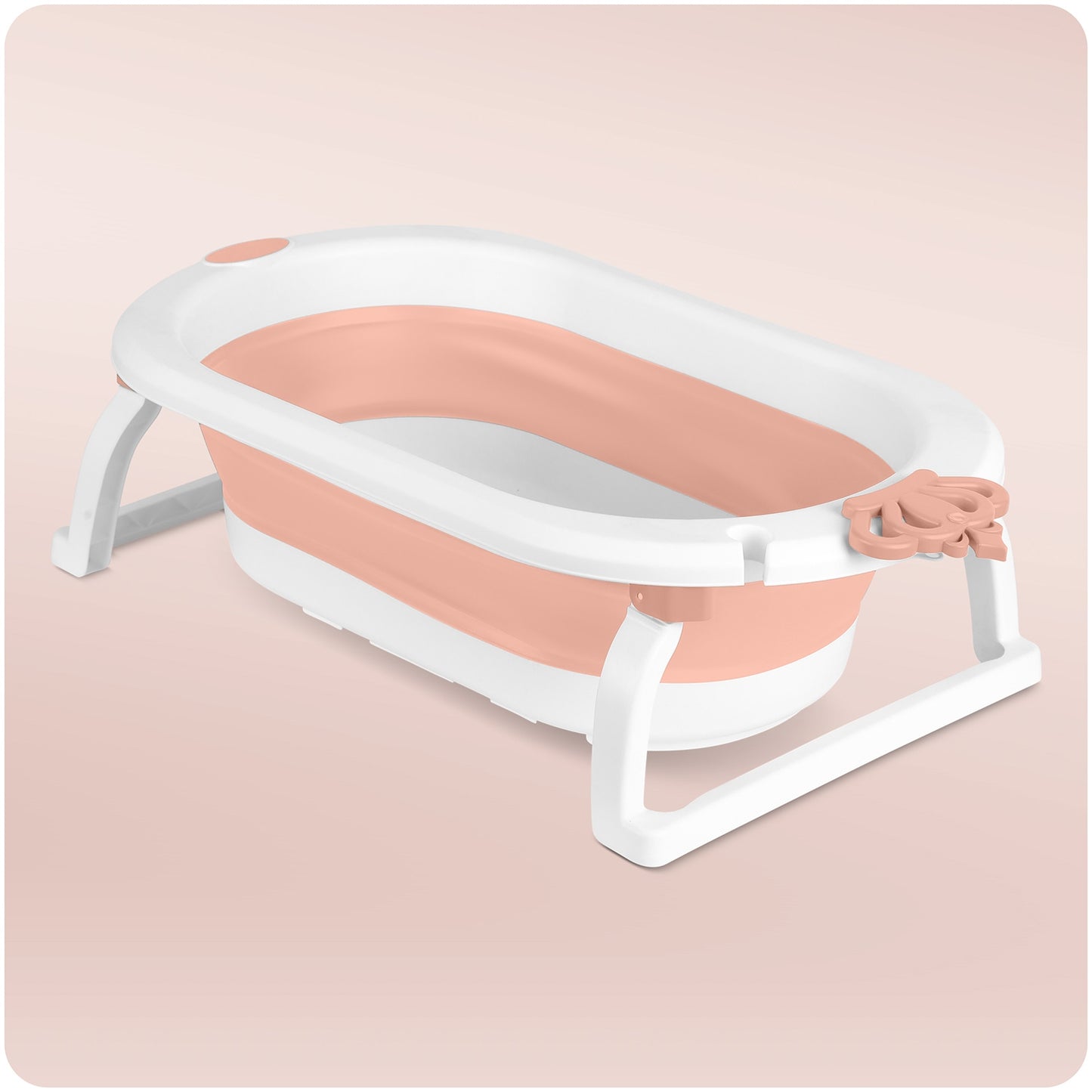 Folding Baby Bath with Insert, White-Pink