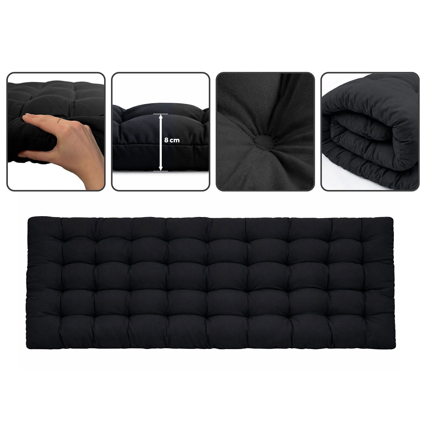 Folding Camping Bed with Adjustable Recline – Black