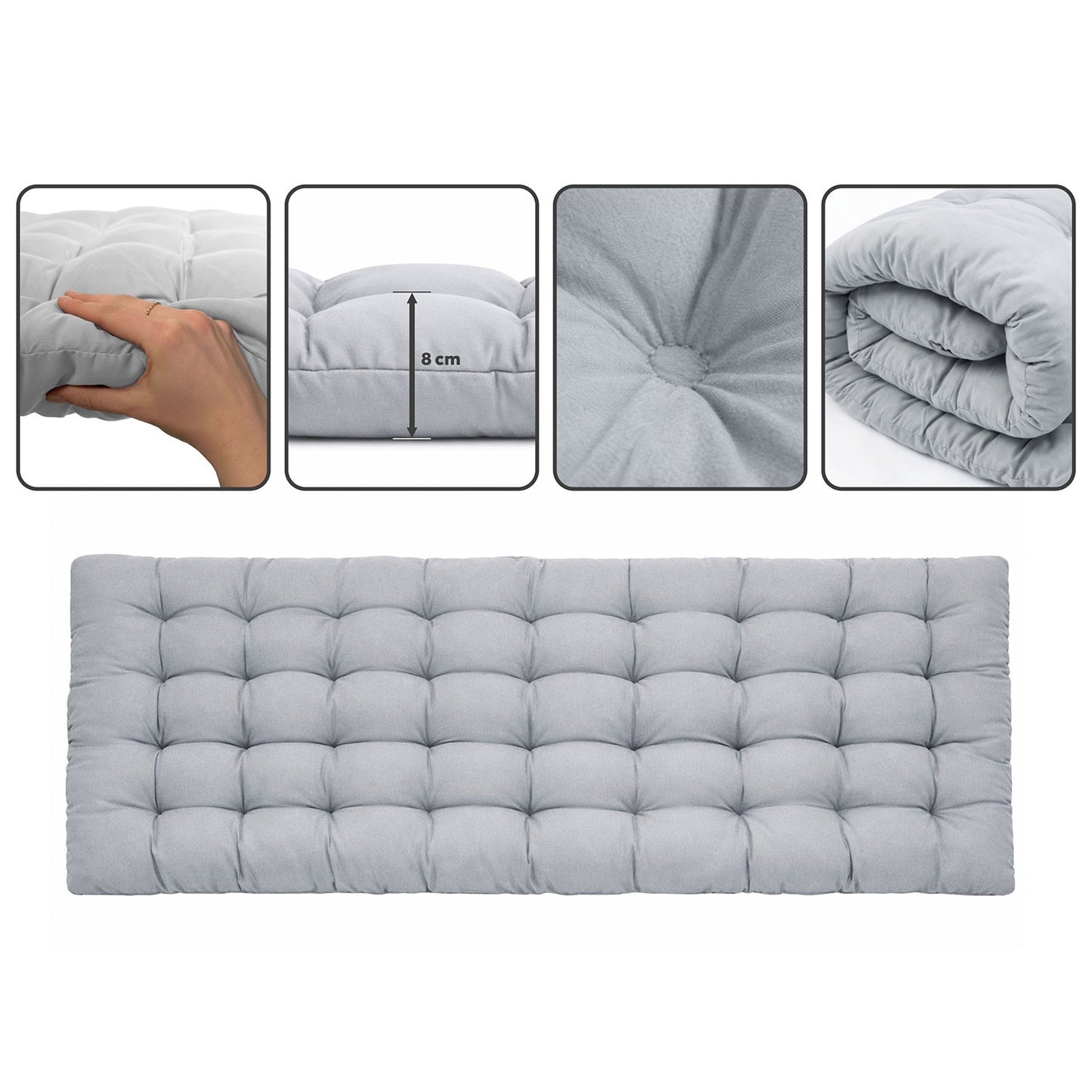 Folding Camping Bed with Adjustable Recline – Grey