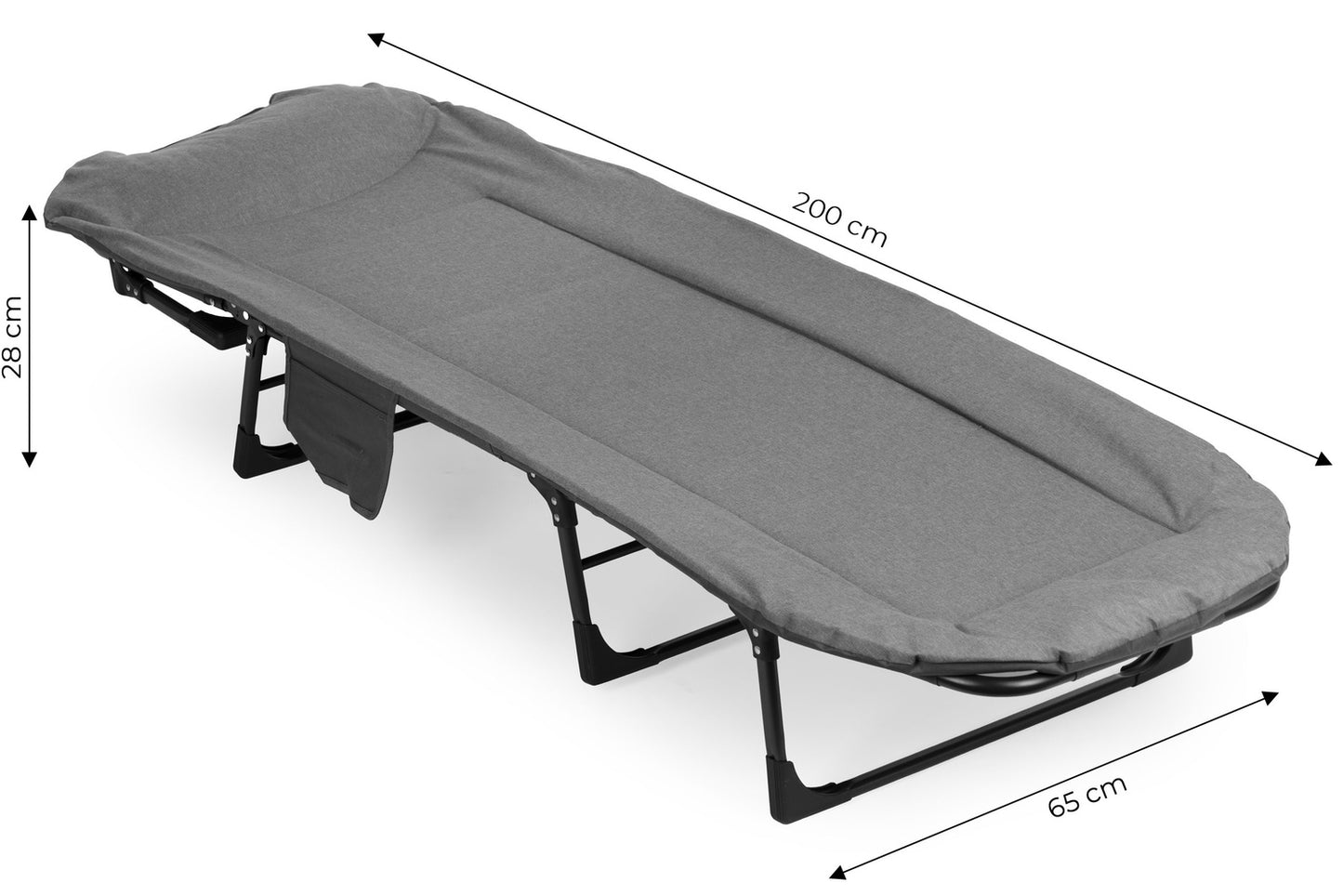 Folding Camping Cot 200x65 cm, Adjustable Headrest