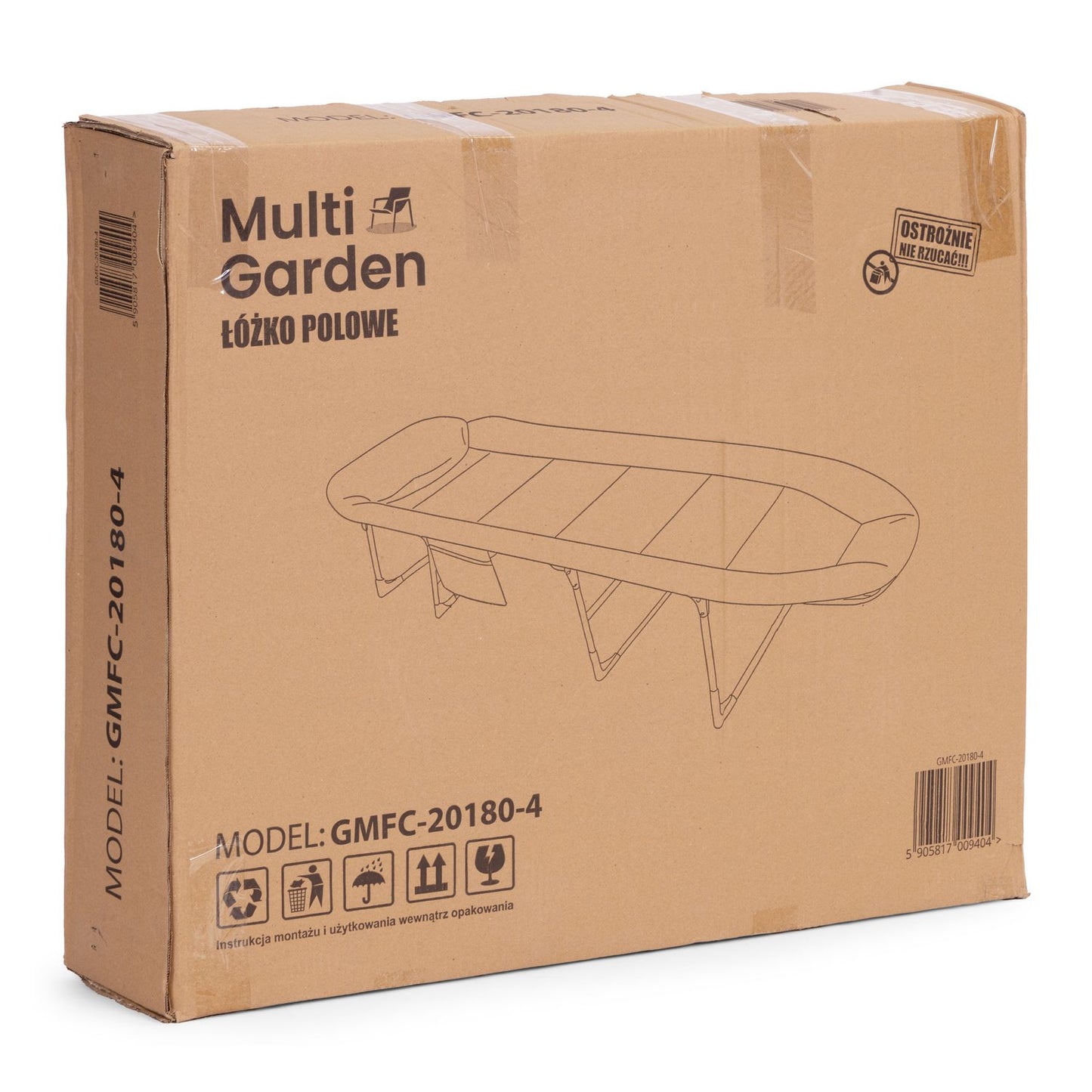 Folding Camping Cot 200x65 cm, Adjustable Headrest