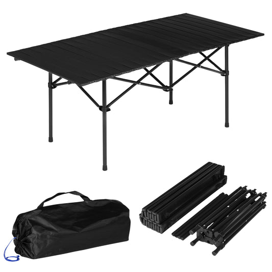Folding Camping Table 120x55 cm, Black, with Bag