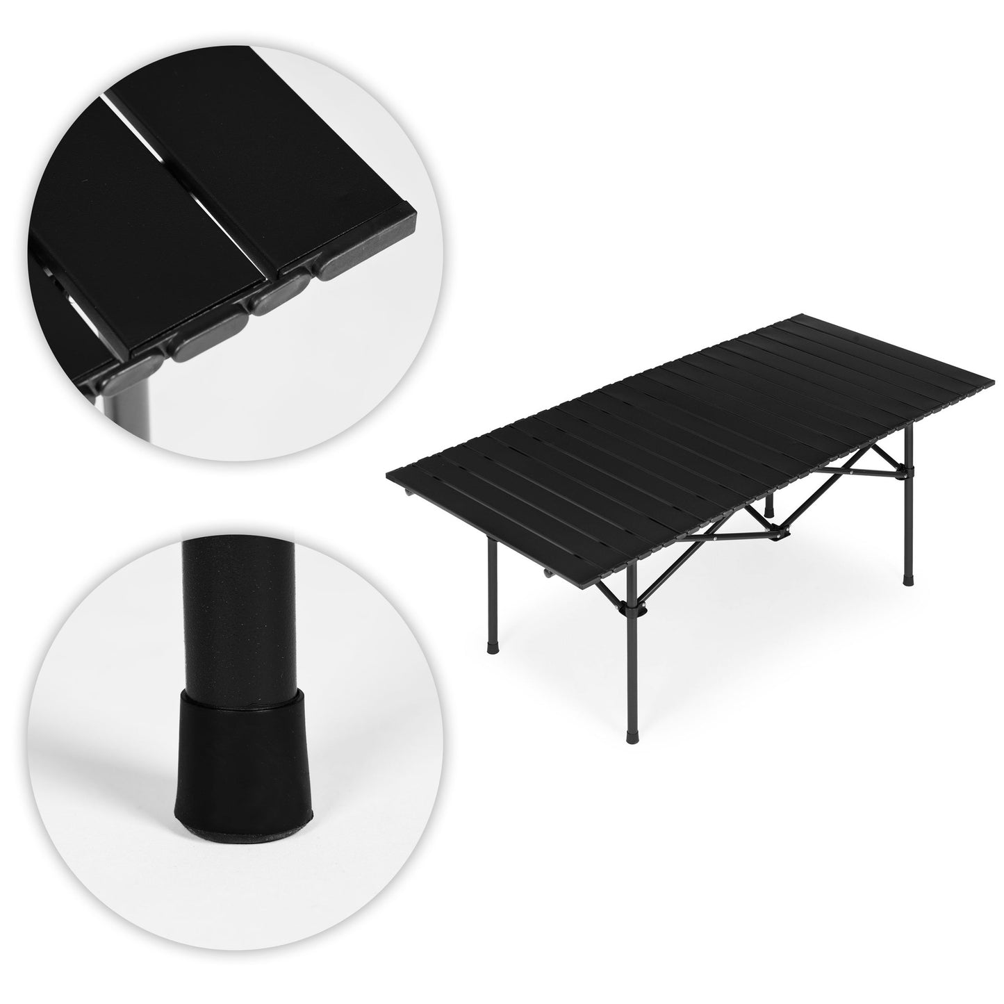 Folding Camping Table 120x55 cm, Black, with Bag