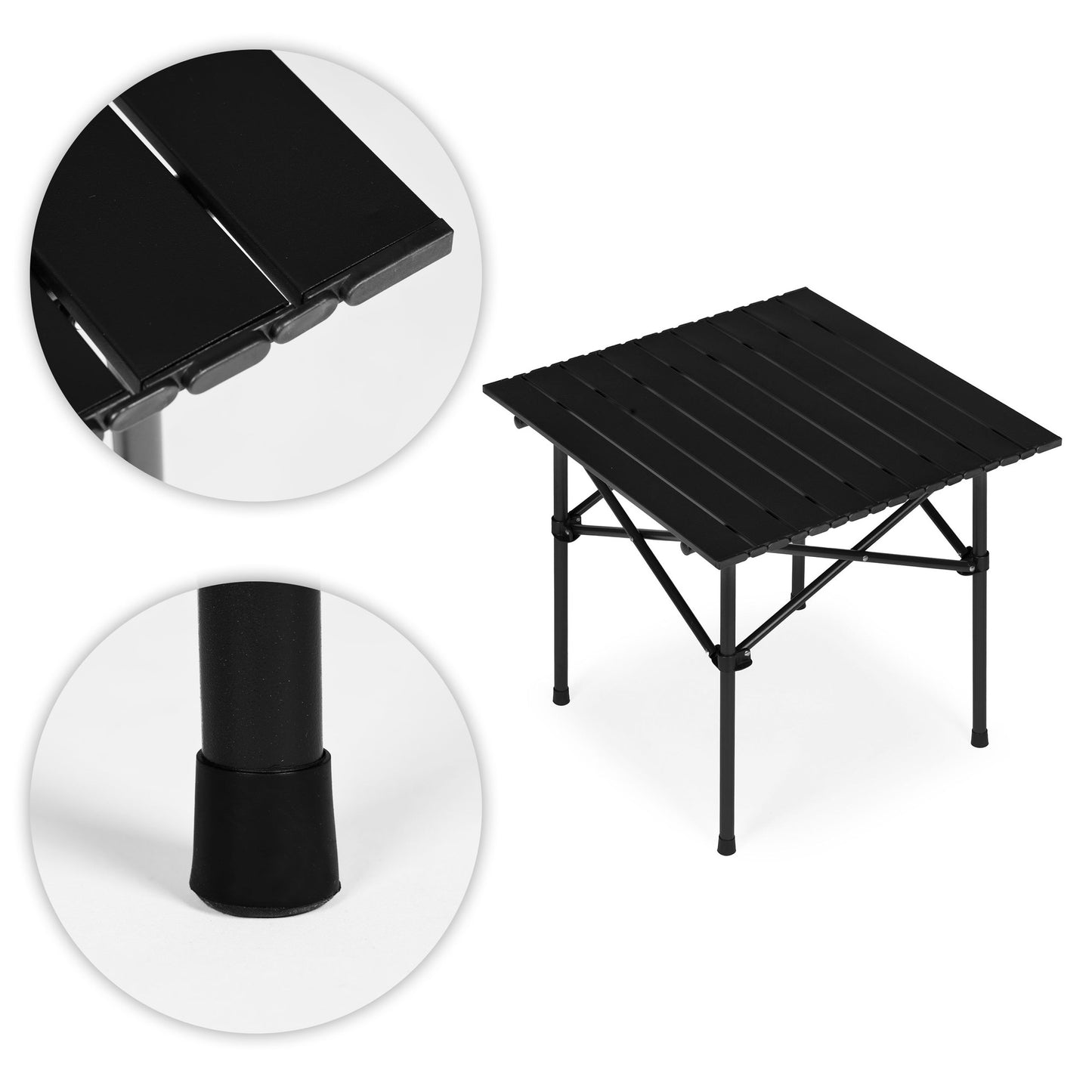 Folding Camping Table 53x55 cm, Carbon Steel, Black
