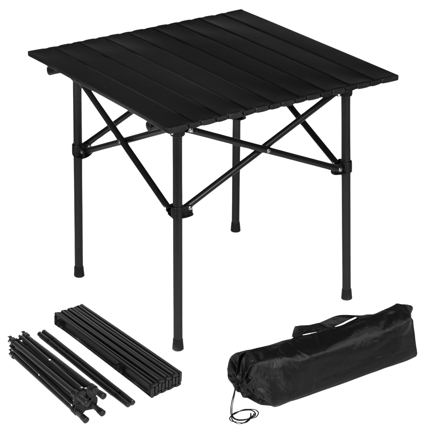 Folding Camping Table 53x55 cm, Carbon Steel, Black
