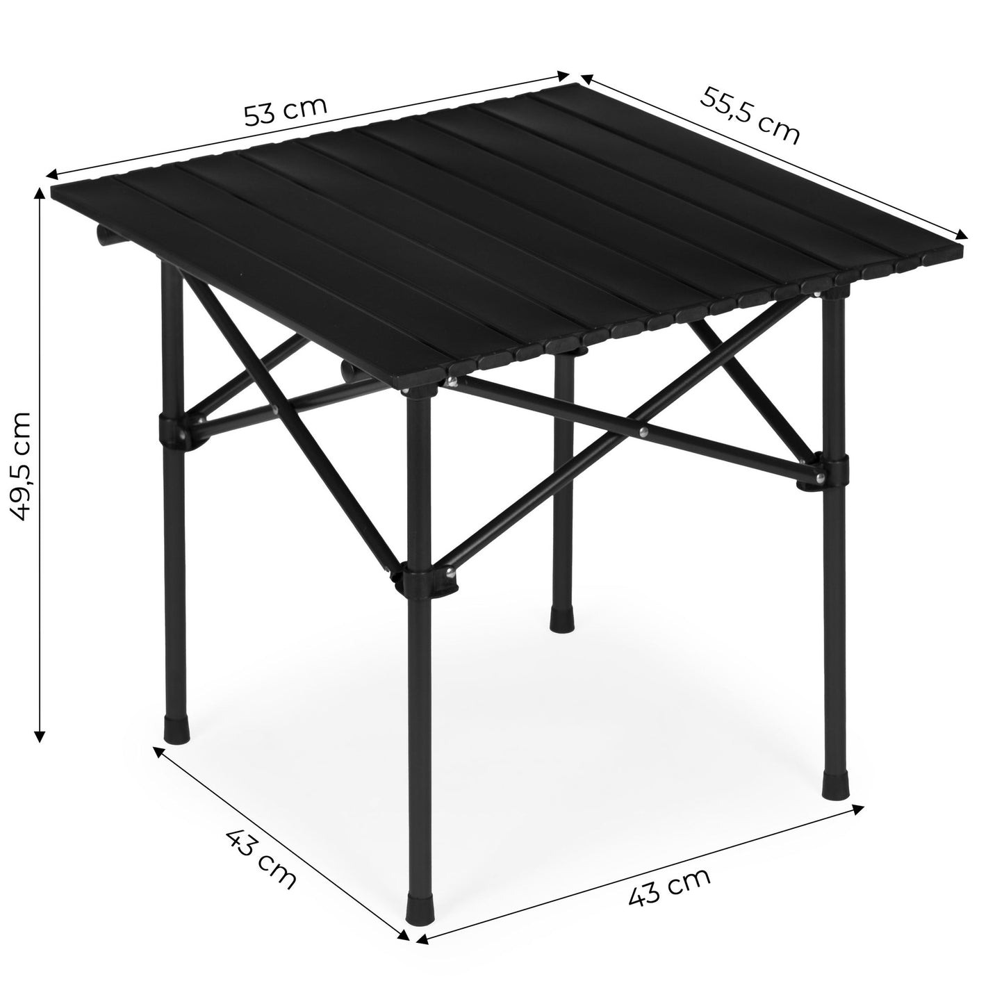 Folding Camping Table 53x55 cm, Carbon Steel, Black