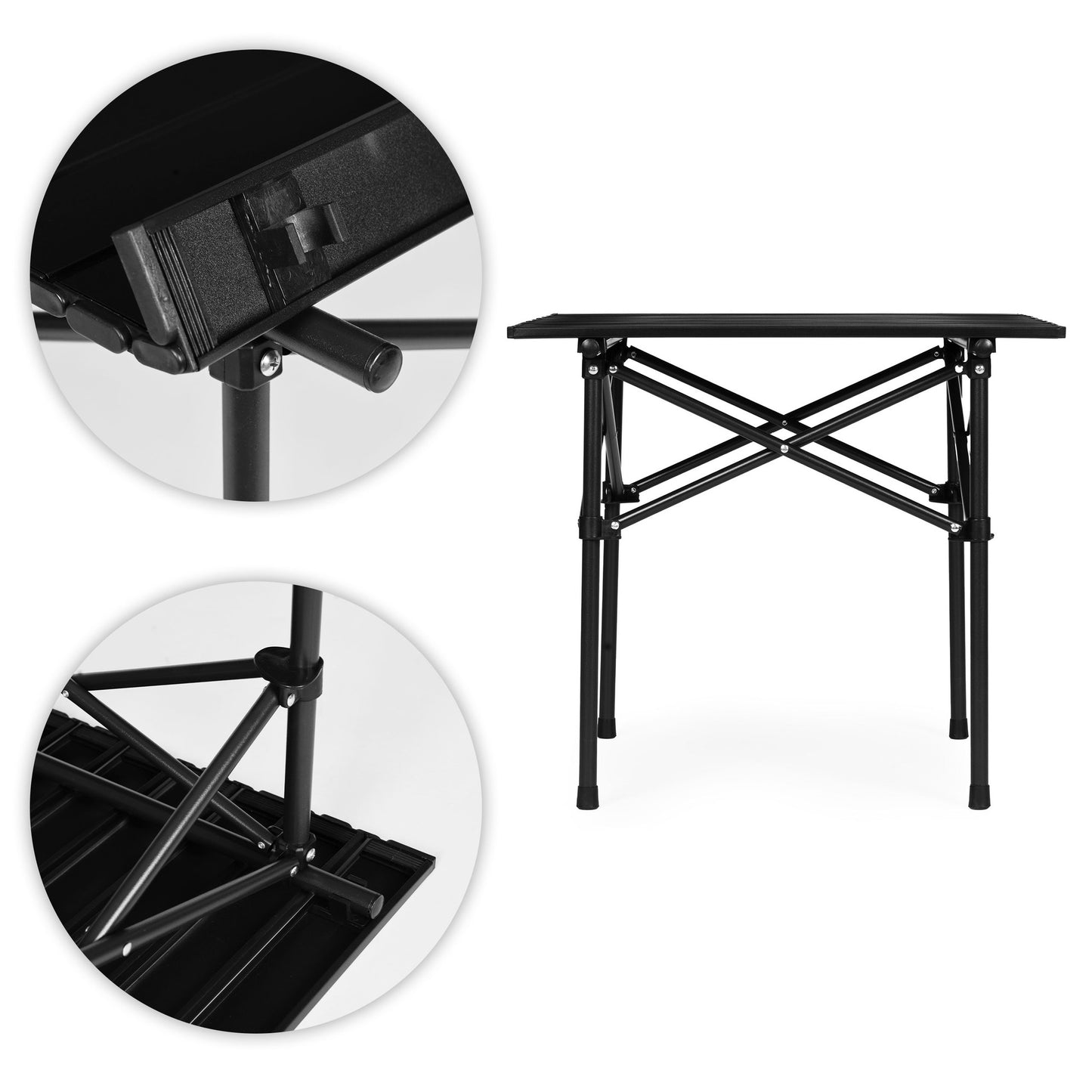 Folding Camping Table 53x55 cm, Carbon Steel, Black