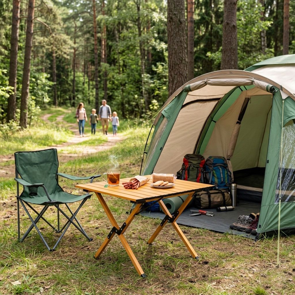 Folding Camping Table 60x60 cm with Bag, Carbon Steel