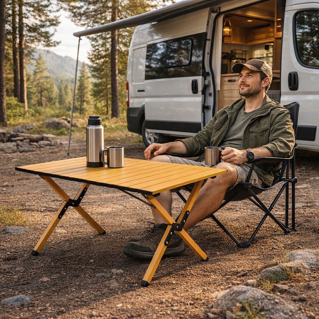 Folding Camping Table 90x60 cm with Carrying Bag