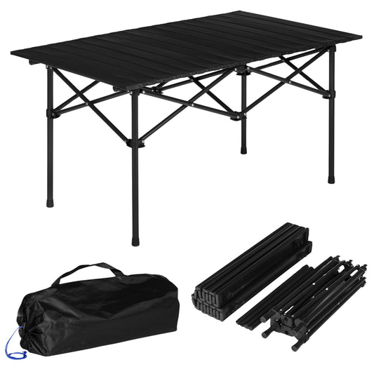 Folding Camping Table 95x55 cm with Carry Bag, Black
