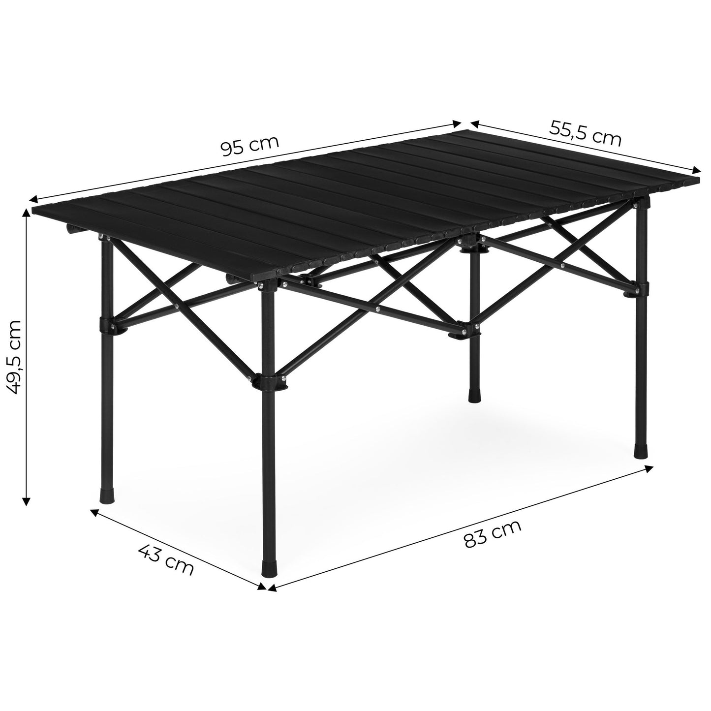 Folding Camping Table 95x55 cm with Carry Bag, Black