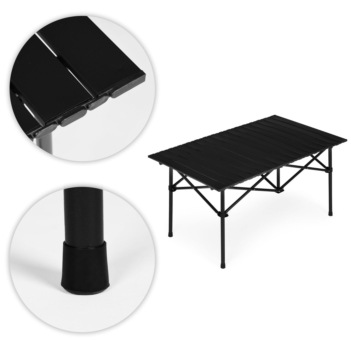 Folding Camping Table 95x55 cm with Carry Bag, Black