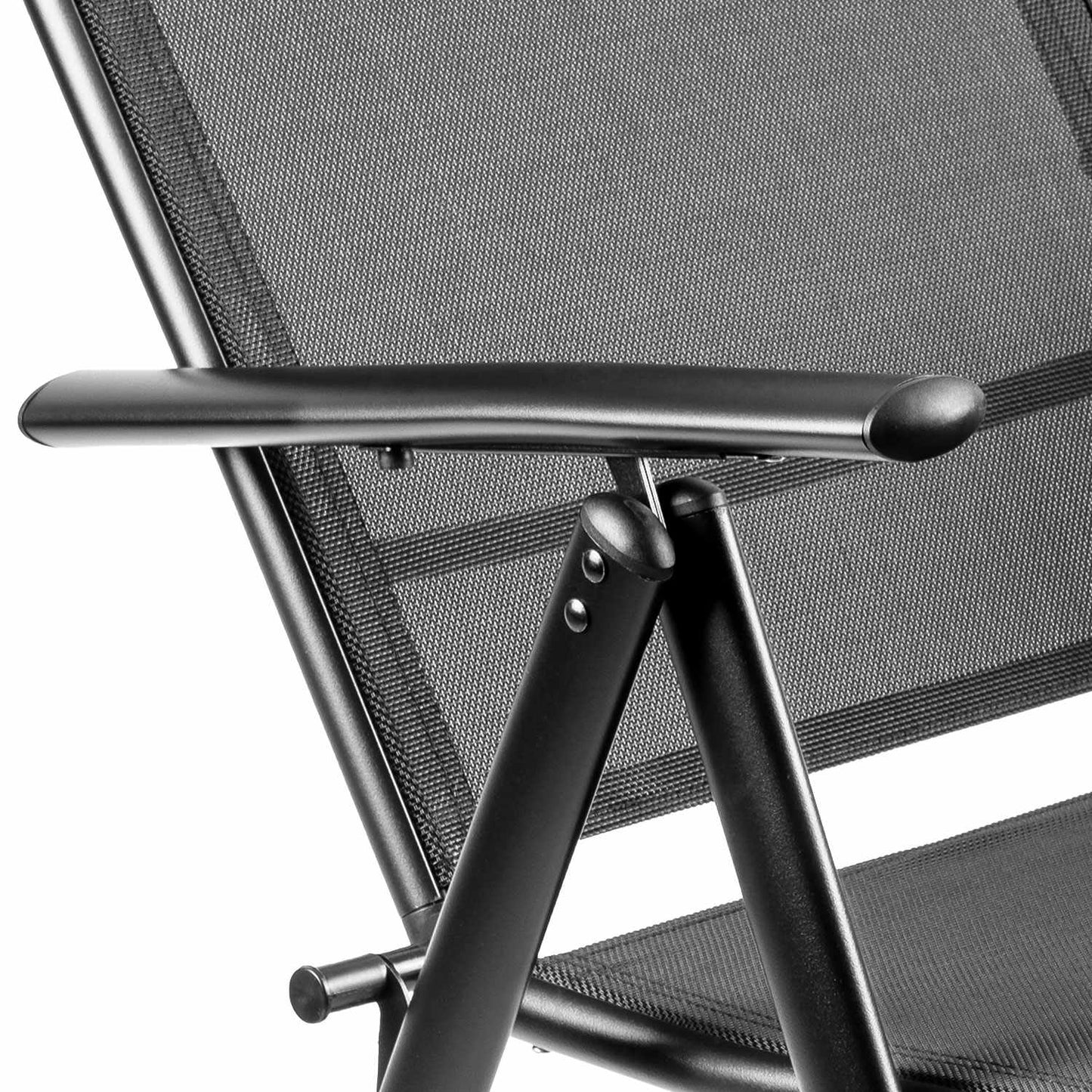 Folding Garden Chair, Black, Adjustable Backrest, Textilene