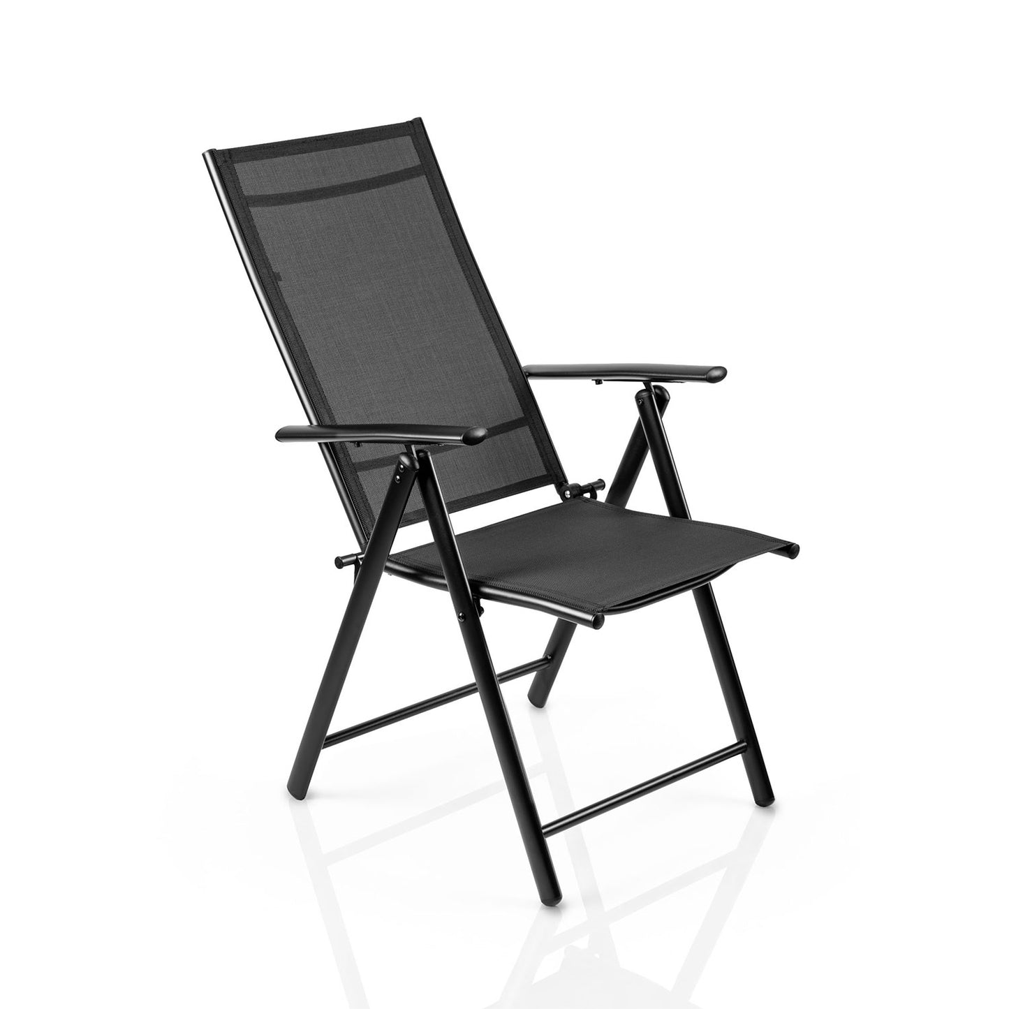 Folding Garden Chair, Black, Adjustable Backrest, Textilene