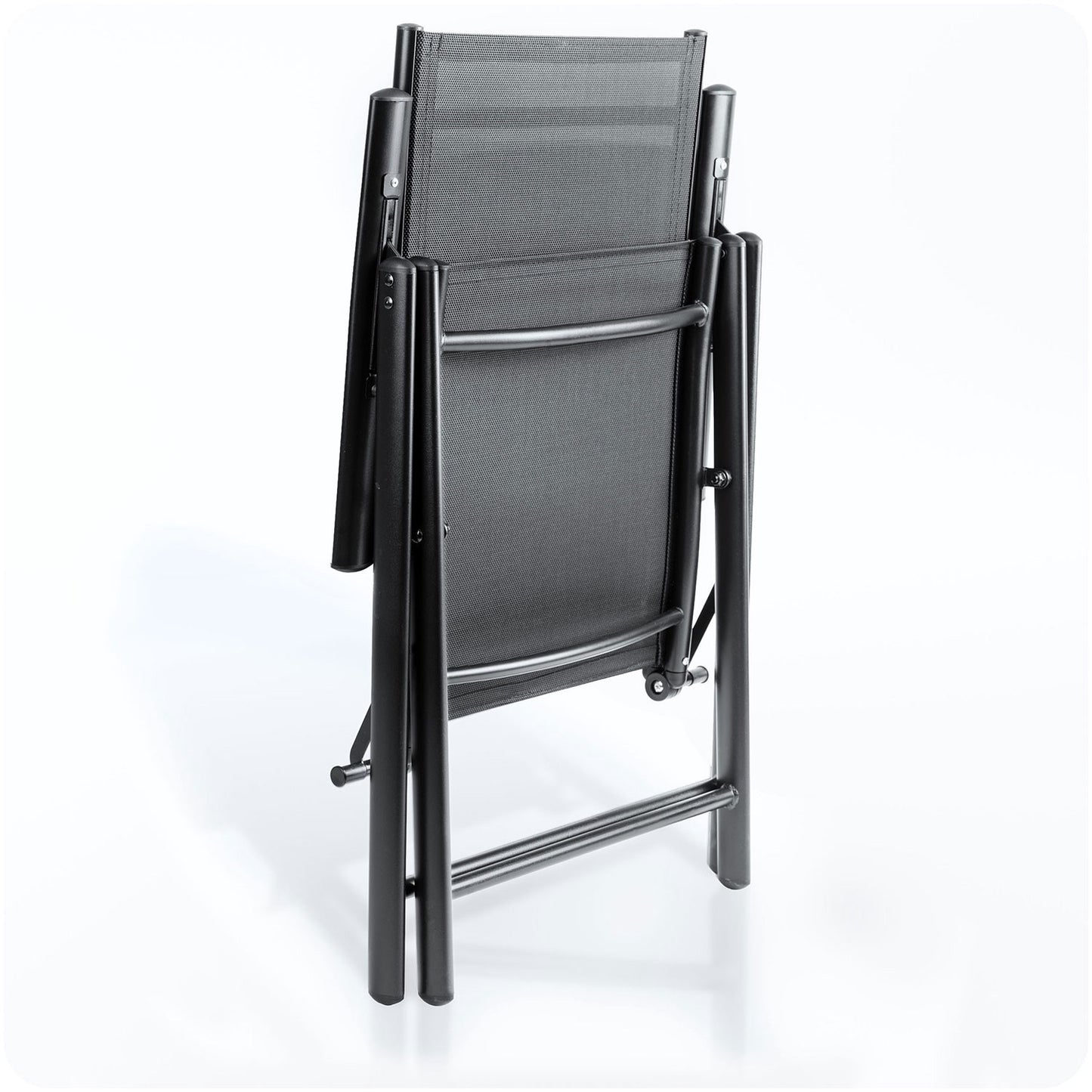 Folding Garden Chairs Set of 2, Black, Adjustable Recline