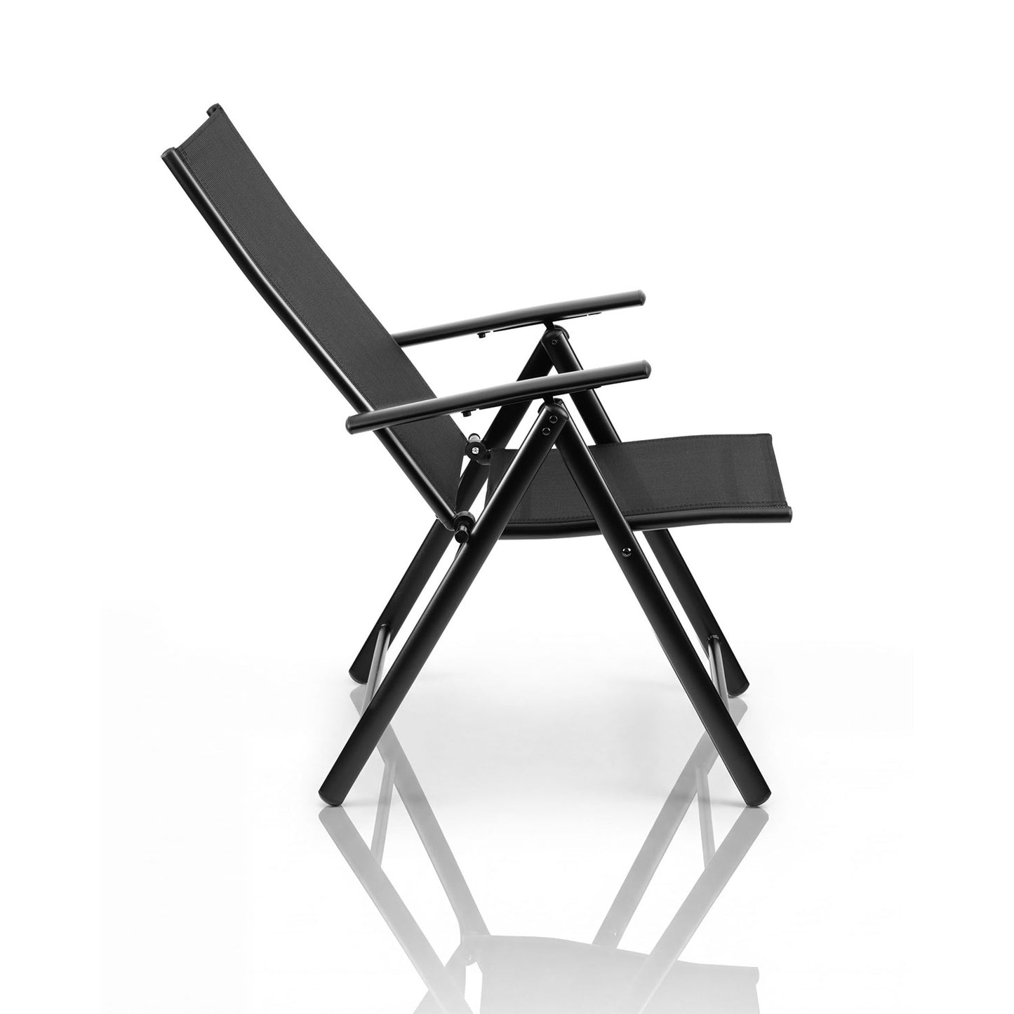 Folding Garden Chairs Set of 2, Black, Adjustable Recline