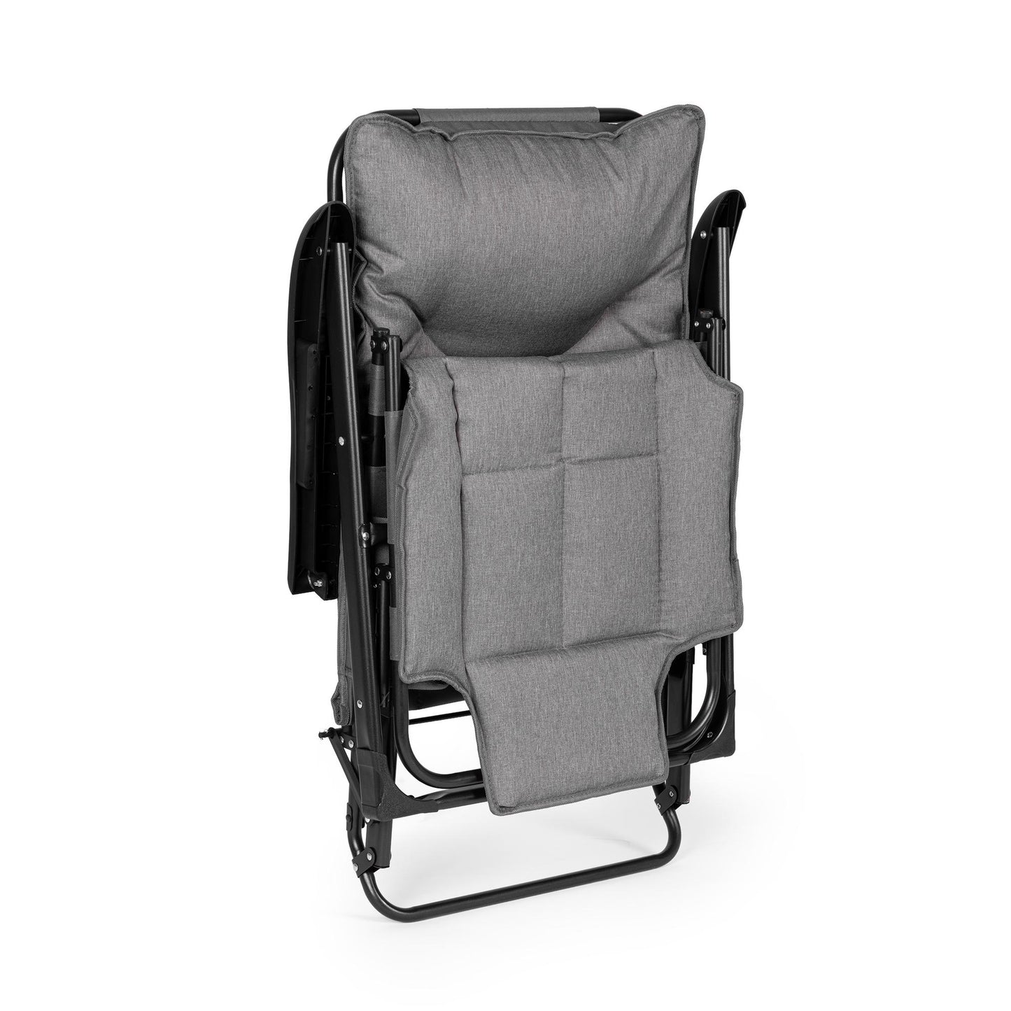 Folding Garden Lounger with Adjustable Footrest, Grey