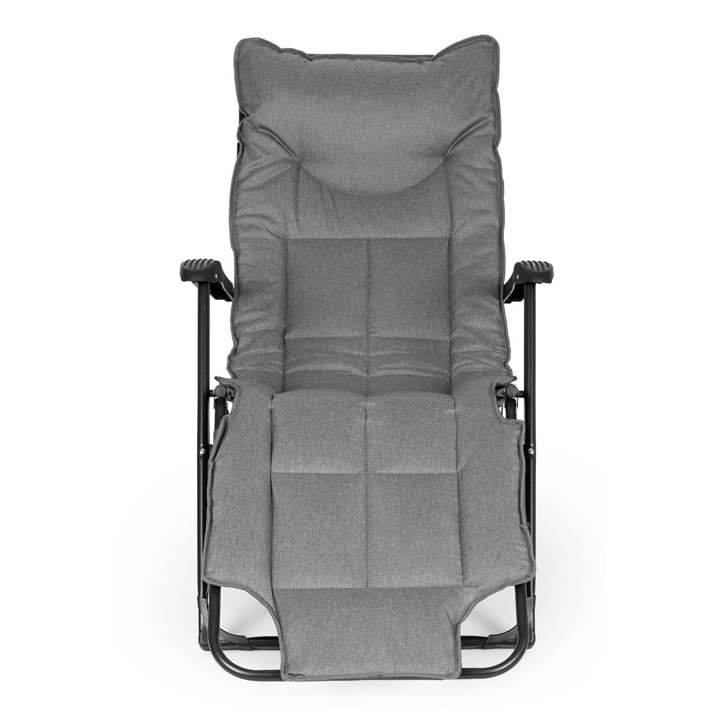 Folding Garden Lounger with Adjustable Footrest, Grey