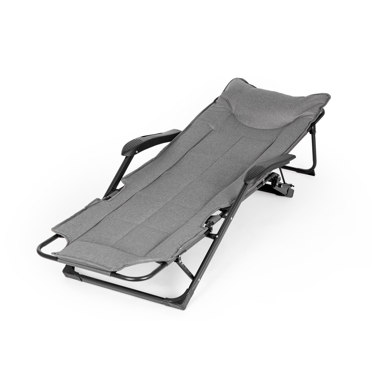Folding Garden Lounger with Adjustable Footrest, Grey