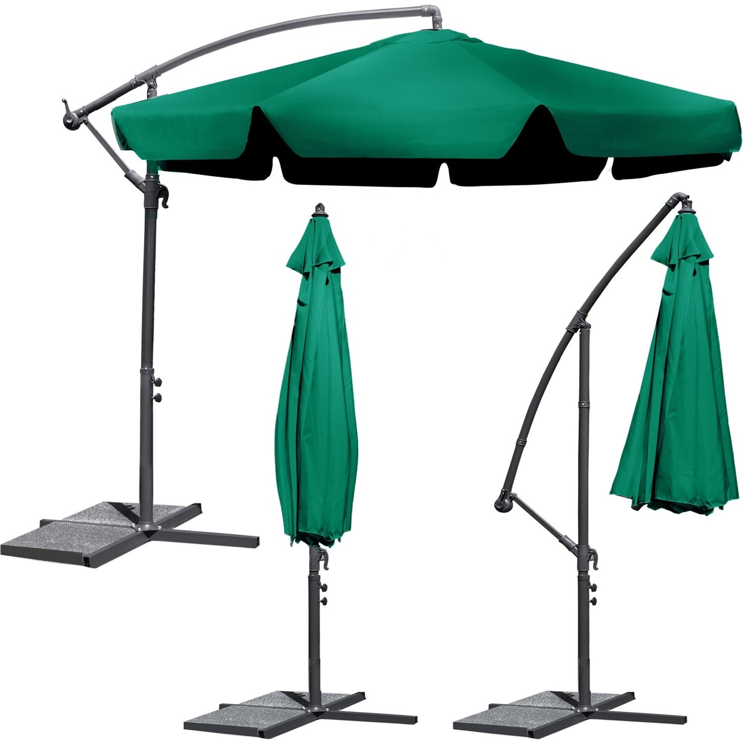 Folding Garden Parasol, 8 Segments, Green, 350 cm