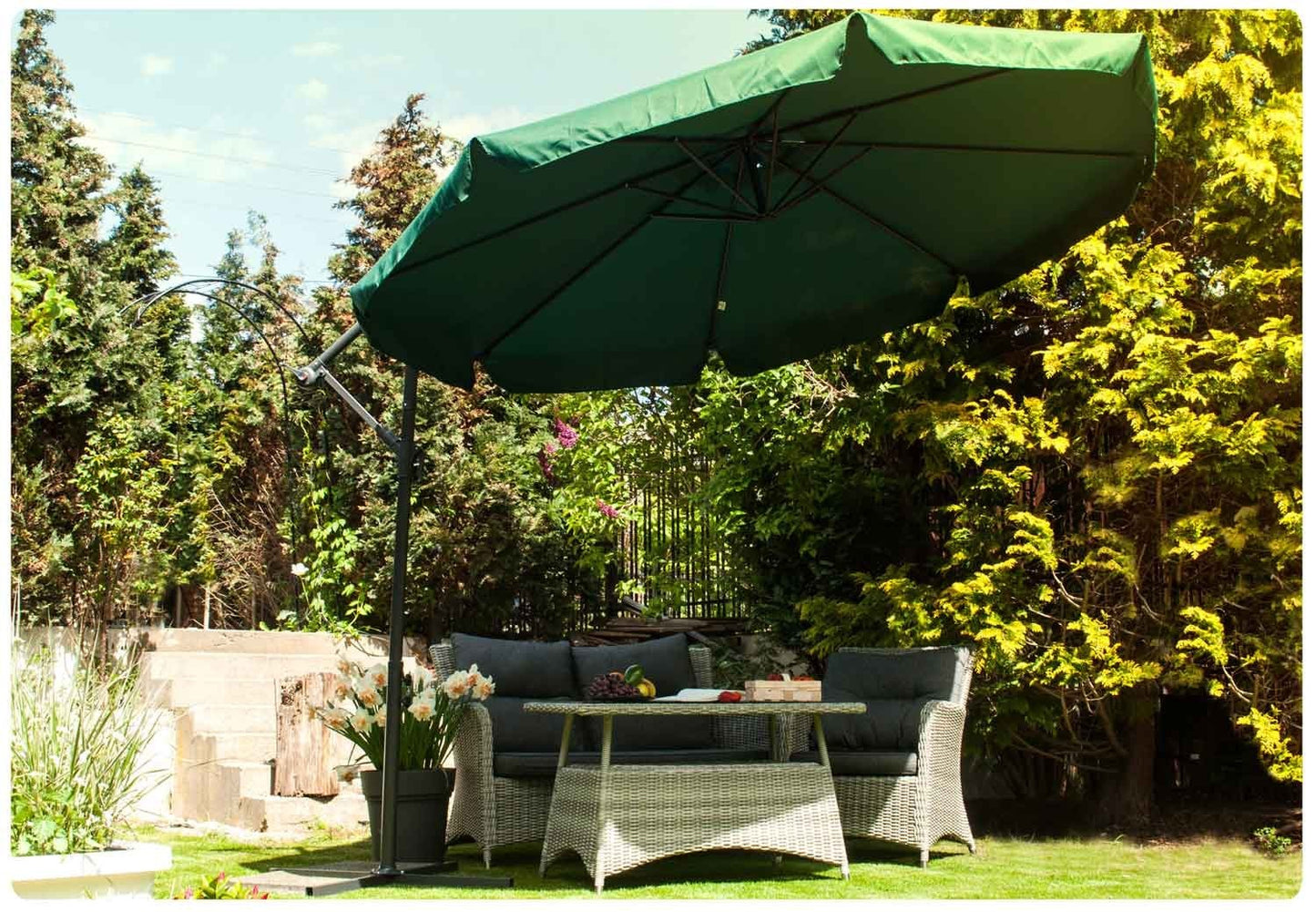 Folding Garden Parasol, 8 Segments, Green, 350 cm