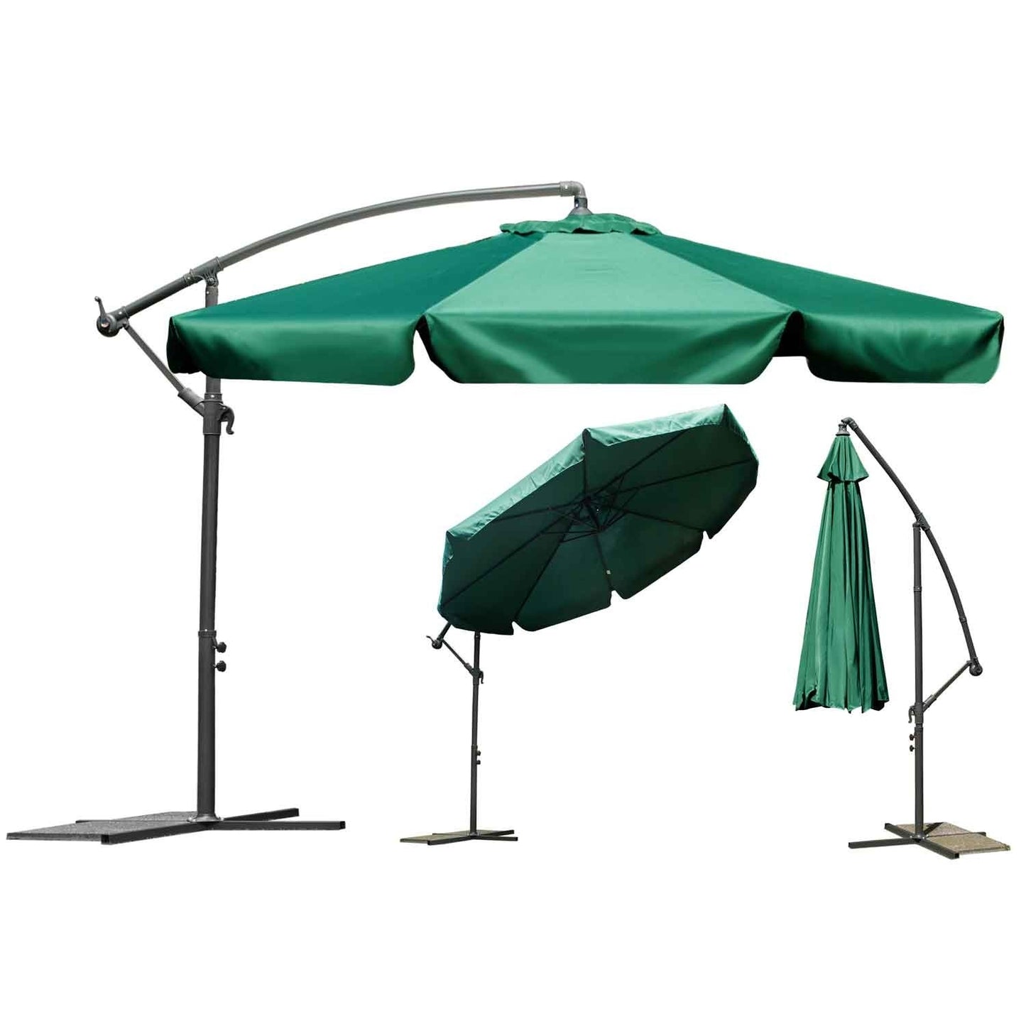 Folding Garden Parasol, 8 Segments, Green, 350 cm