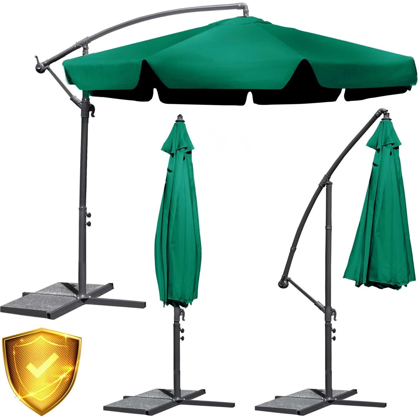 Folding Garden Parasol, 8 Segments, Green, 350 cm