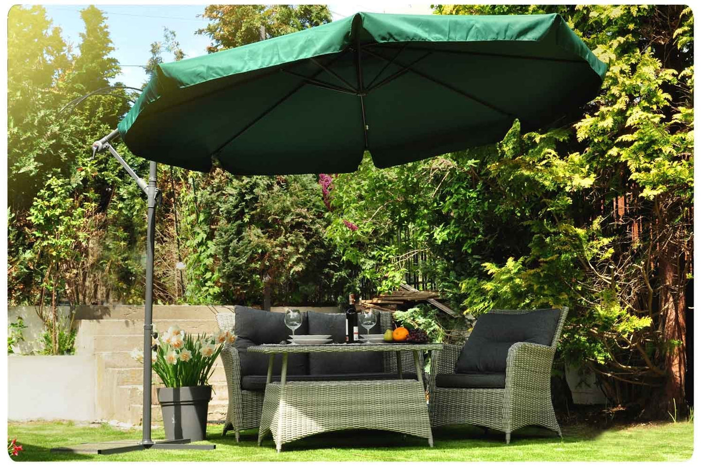Folding Garden Parasol, 8 Segments, Green, 350 cm