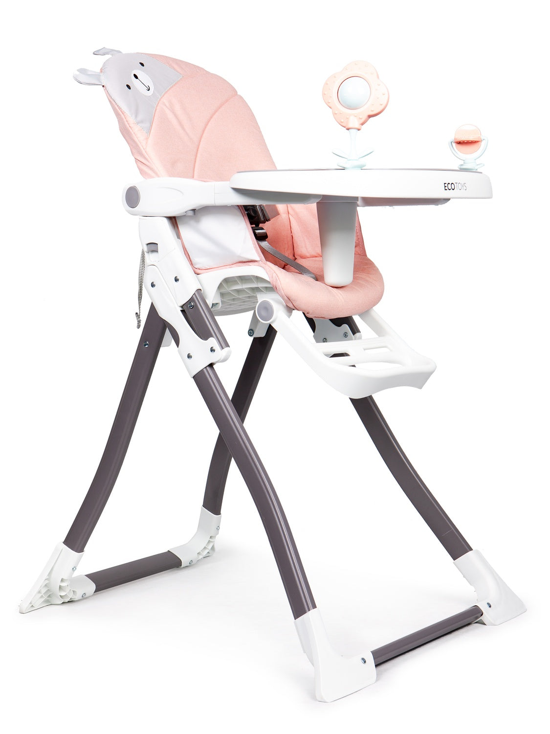 Folding High Chair with Adjustable Tray and Safety Belts