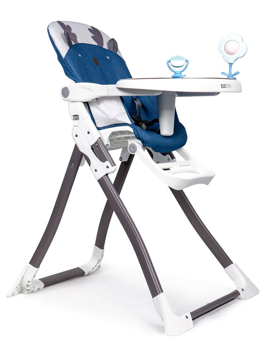 Folding High Chair with Adjustable Tray and Safety Belts