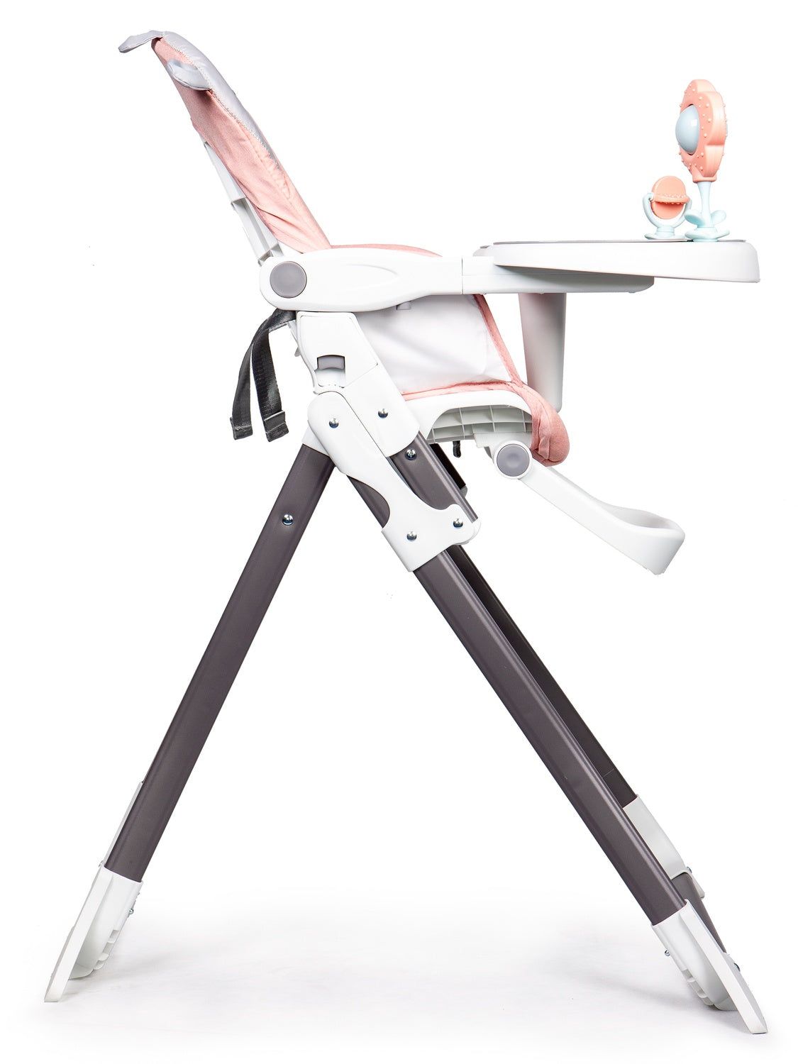 Folding High Chair with Adjustable Tray and Safety Belts